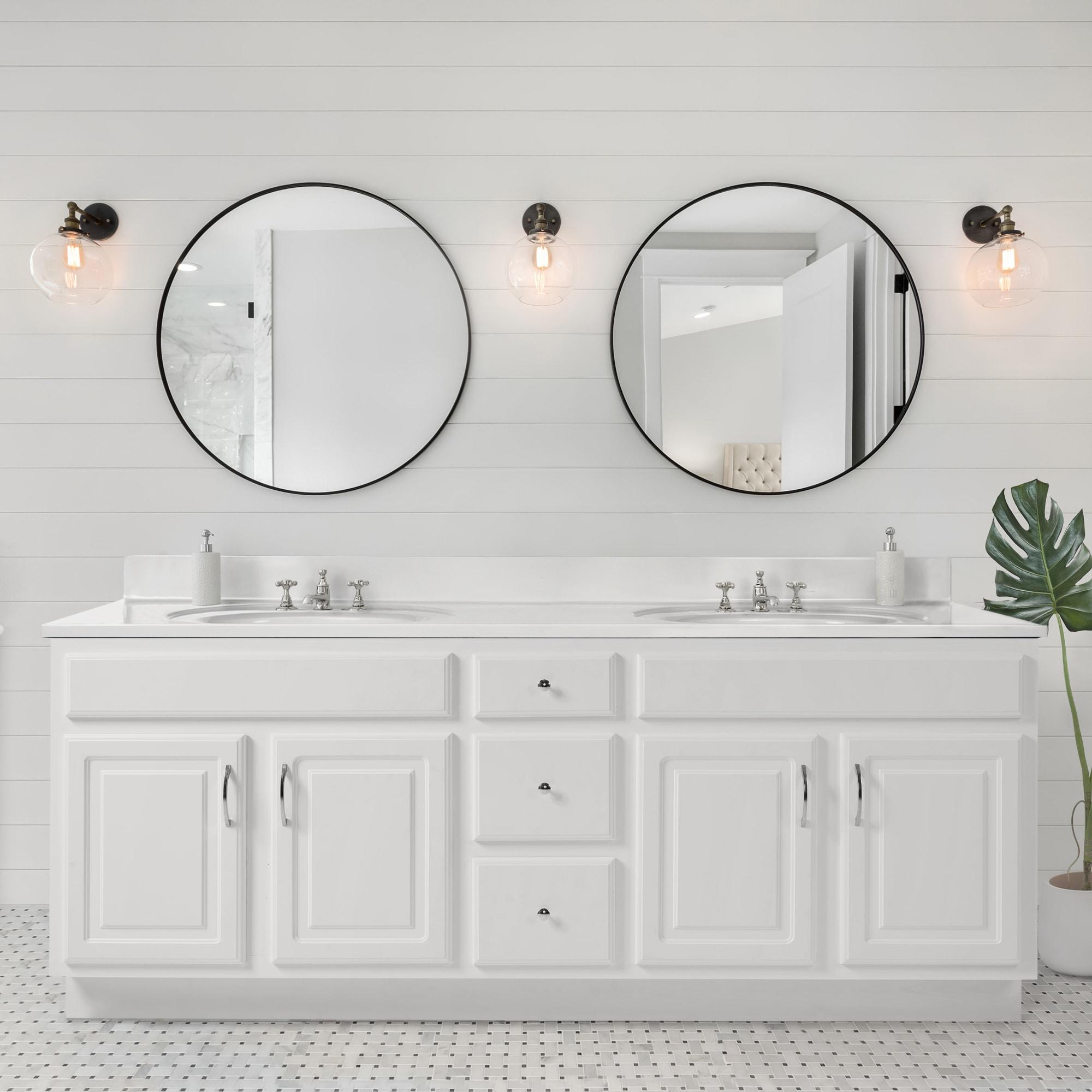 Design House 73 Inch Cultured Marble Vanity Top Two Sinks with Backsplash, White