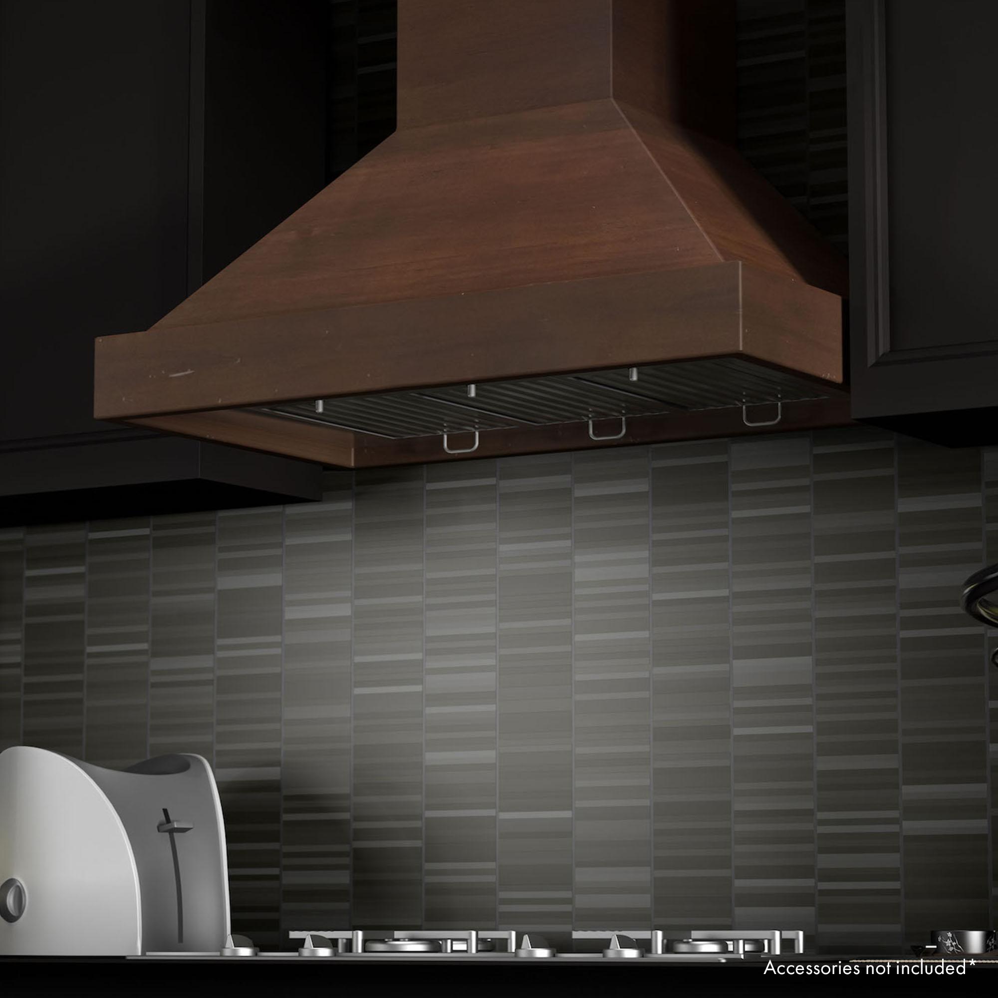 ZLINE 36" Convertible Vent Wooden Wall Mount Range Hood in Walnut