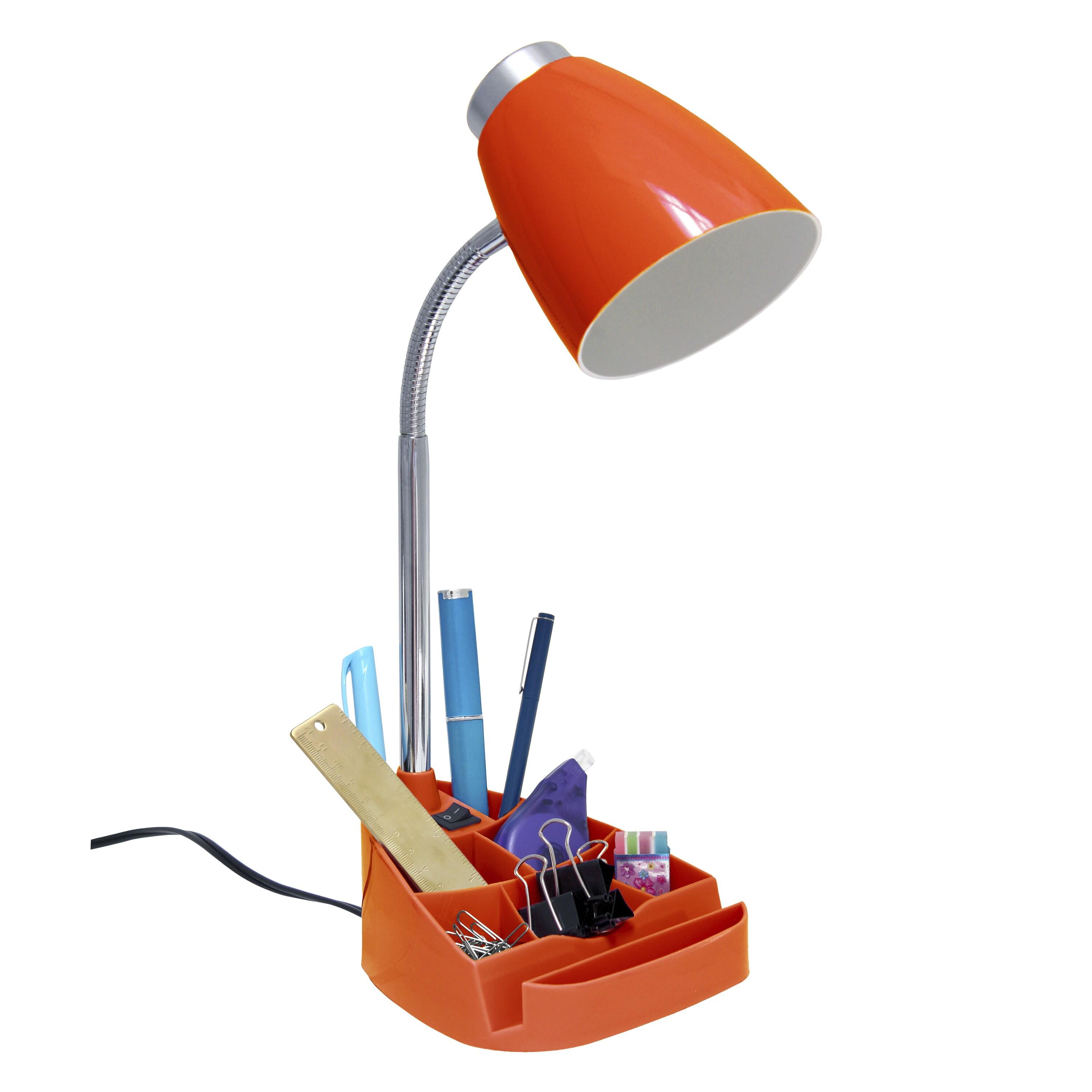 Creekwood Home 18.5" Flexible Gooseneck Organizer Desk Lamp with Phone/iPad/Tablet Stand Orange