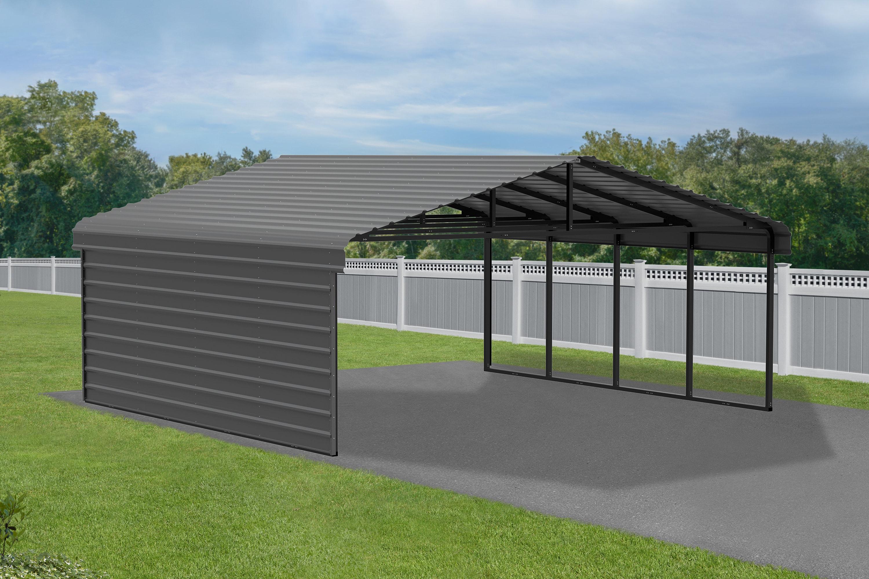 Arrow 20 x 20 ft Carport with 1-sided Enclosure