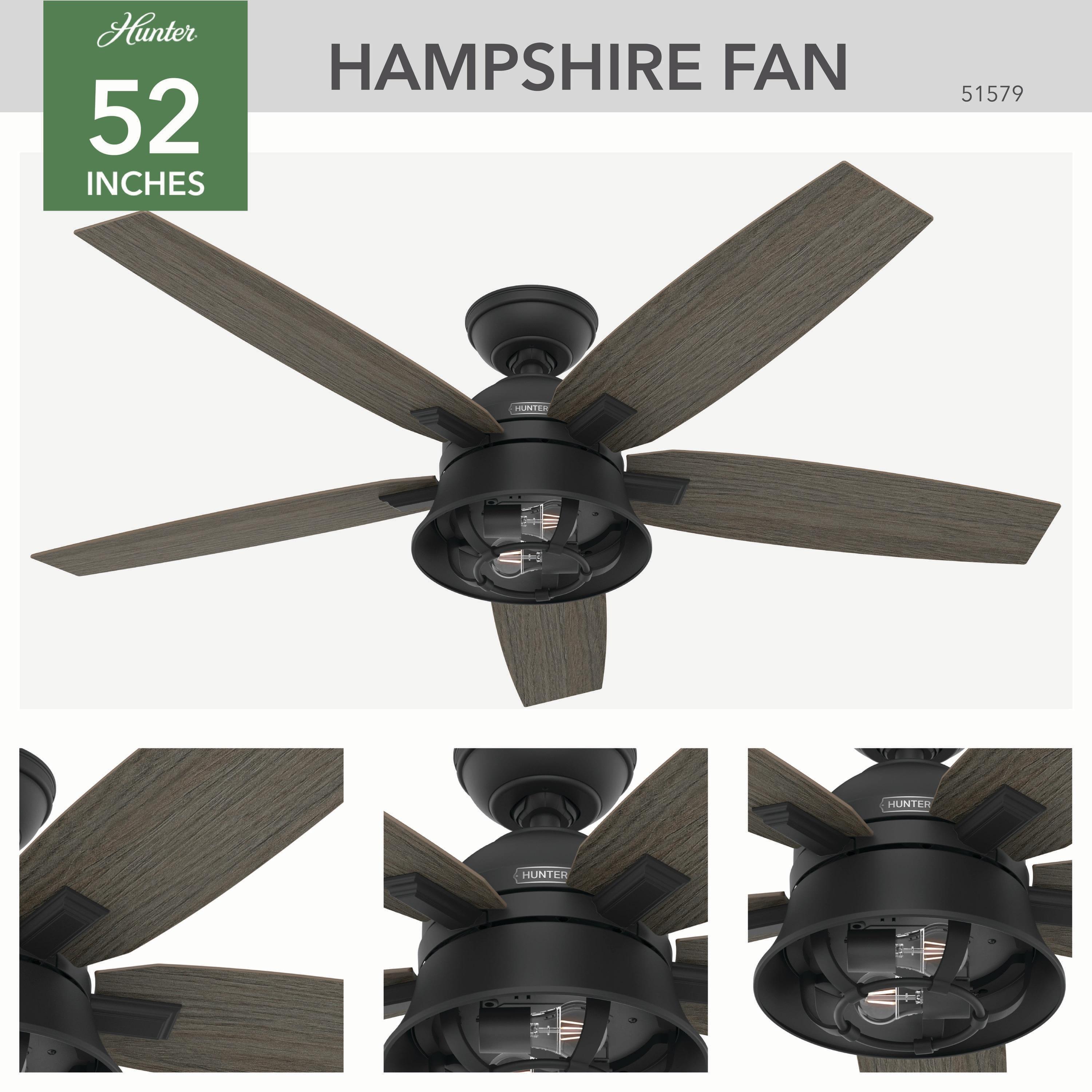 52" Hampshire 5 - Blade Ceiling Fan With LED Light Kit And Handheld Remote