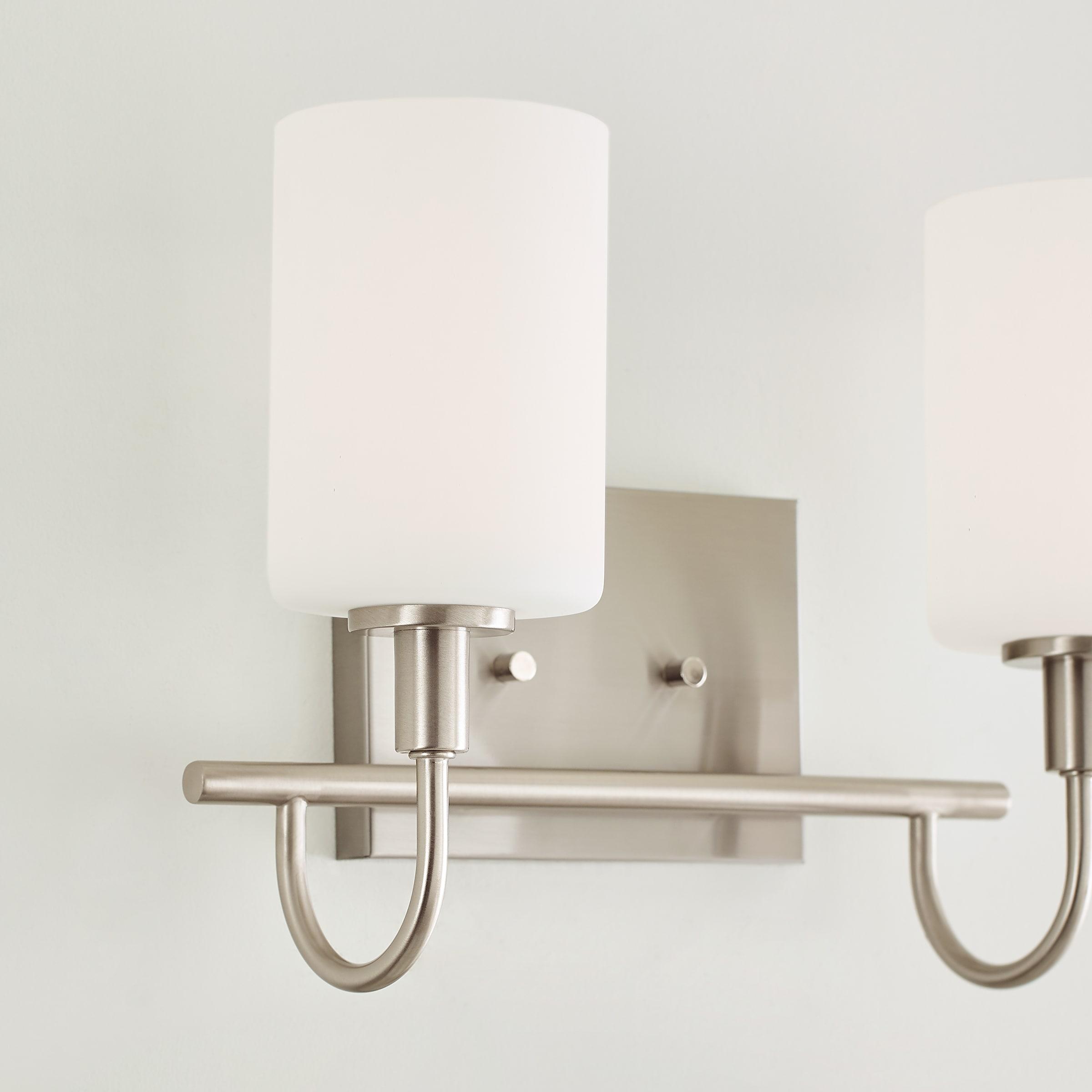 Oak Moore 13.875" Brushed Nickel 2-Light Bath Vanity with Etched Glass