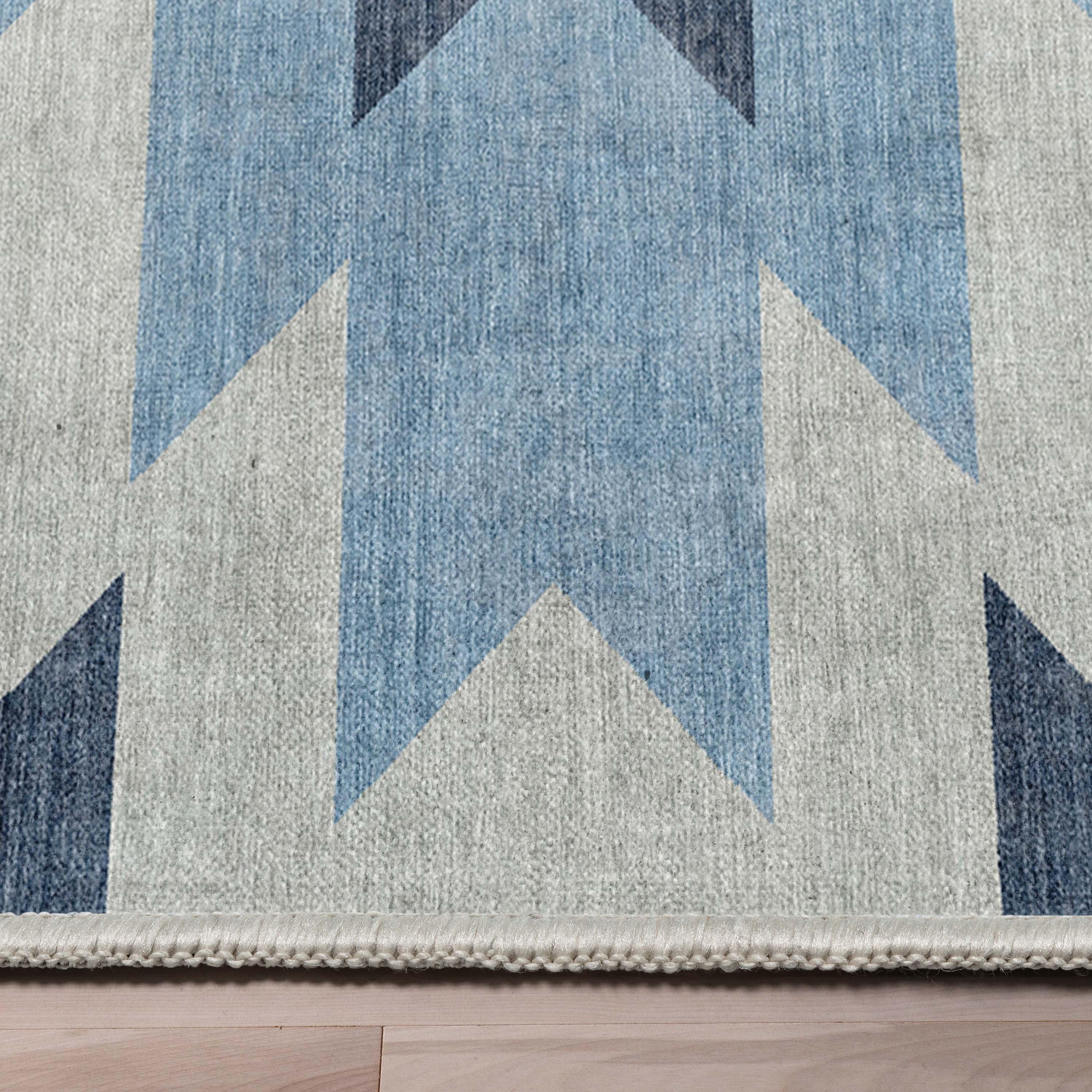 Kehr Albuquerque Southwestern Flatweave Blue Area Rug