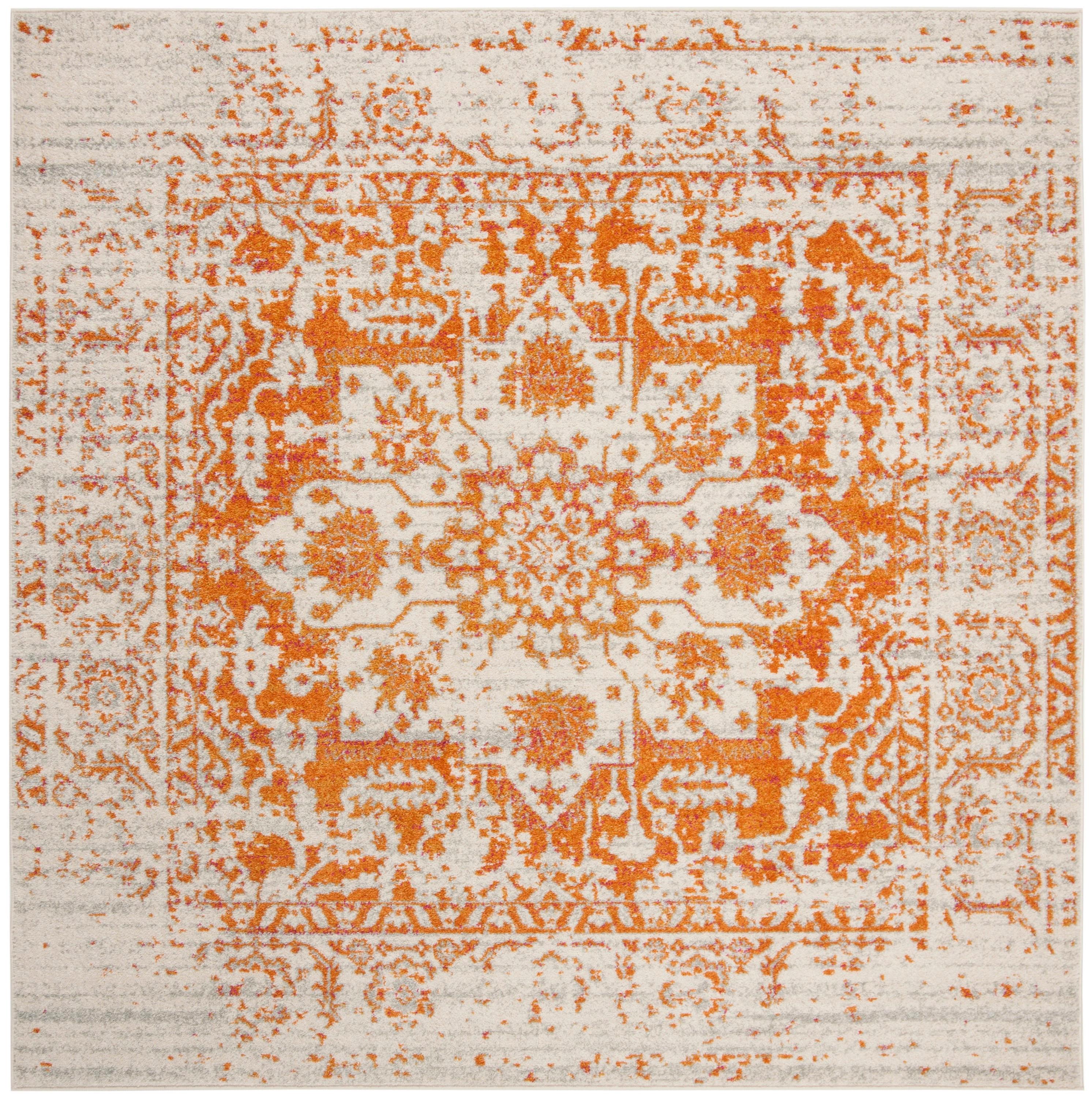 Madison MAD603 Power Loomed Area Rug - Orange/Ivory - 6'7"x6'7" - Safavieh.
