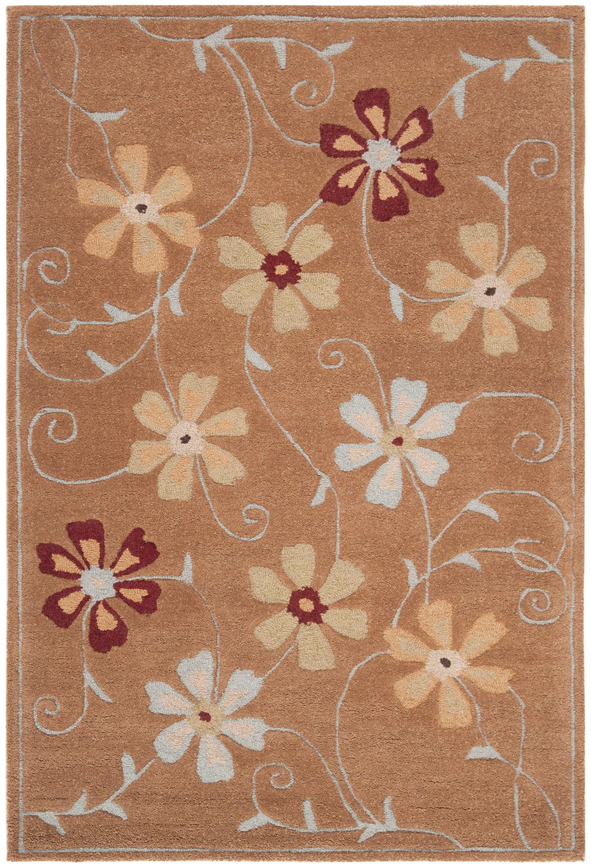 Blossom BLM784 Hand Hooked Area Rug - Camel/Multi - 4'x6' - Safavieh.