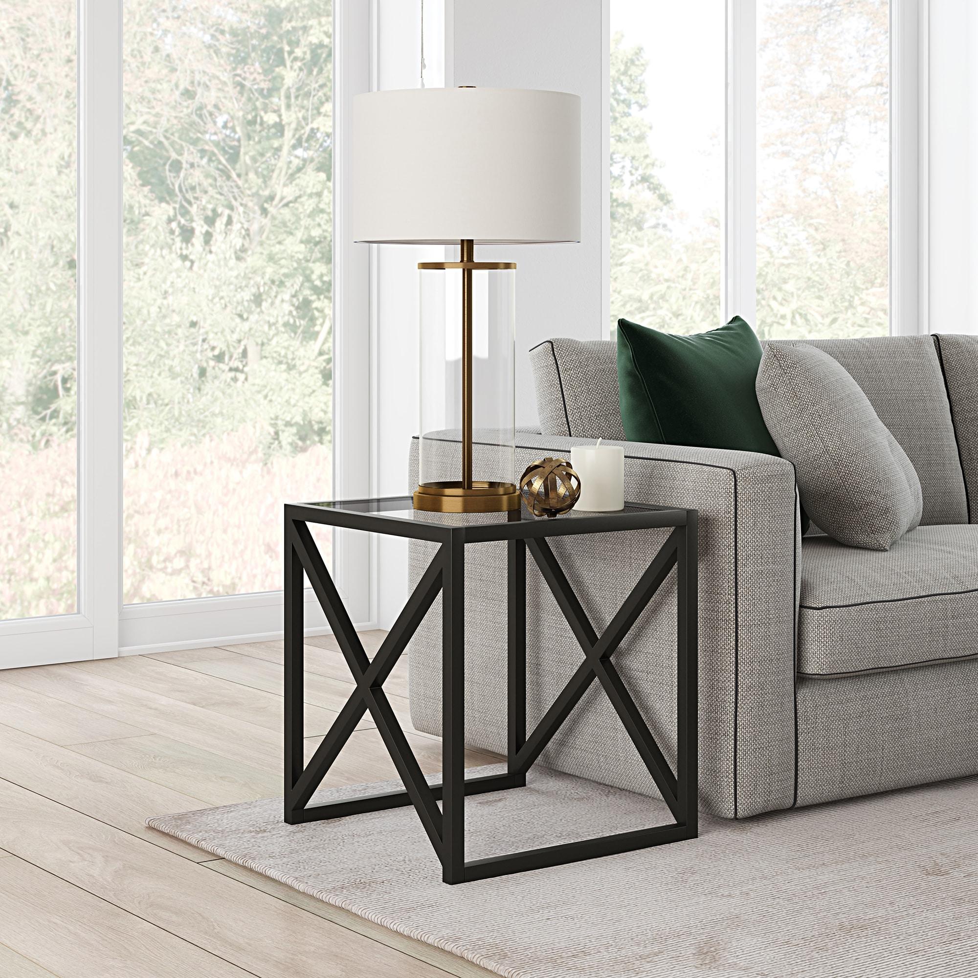 Evelyn&Zoe Calix 20" Wide Square Side Table, Blackened Bronze