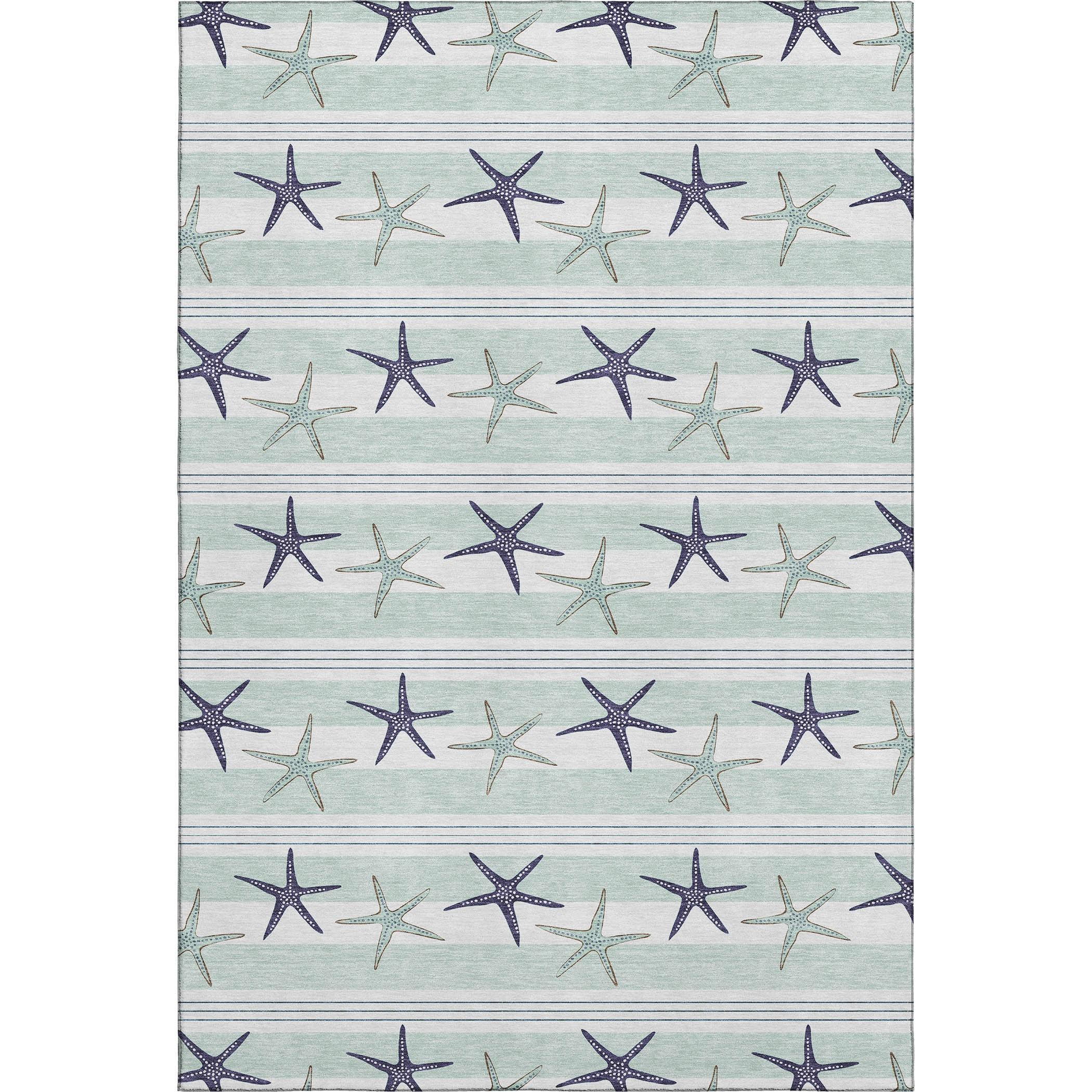Addison Rugs Mayfield Washable Coastal Starfish Seaglass Rectangle Rug, 3' x 5'
