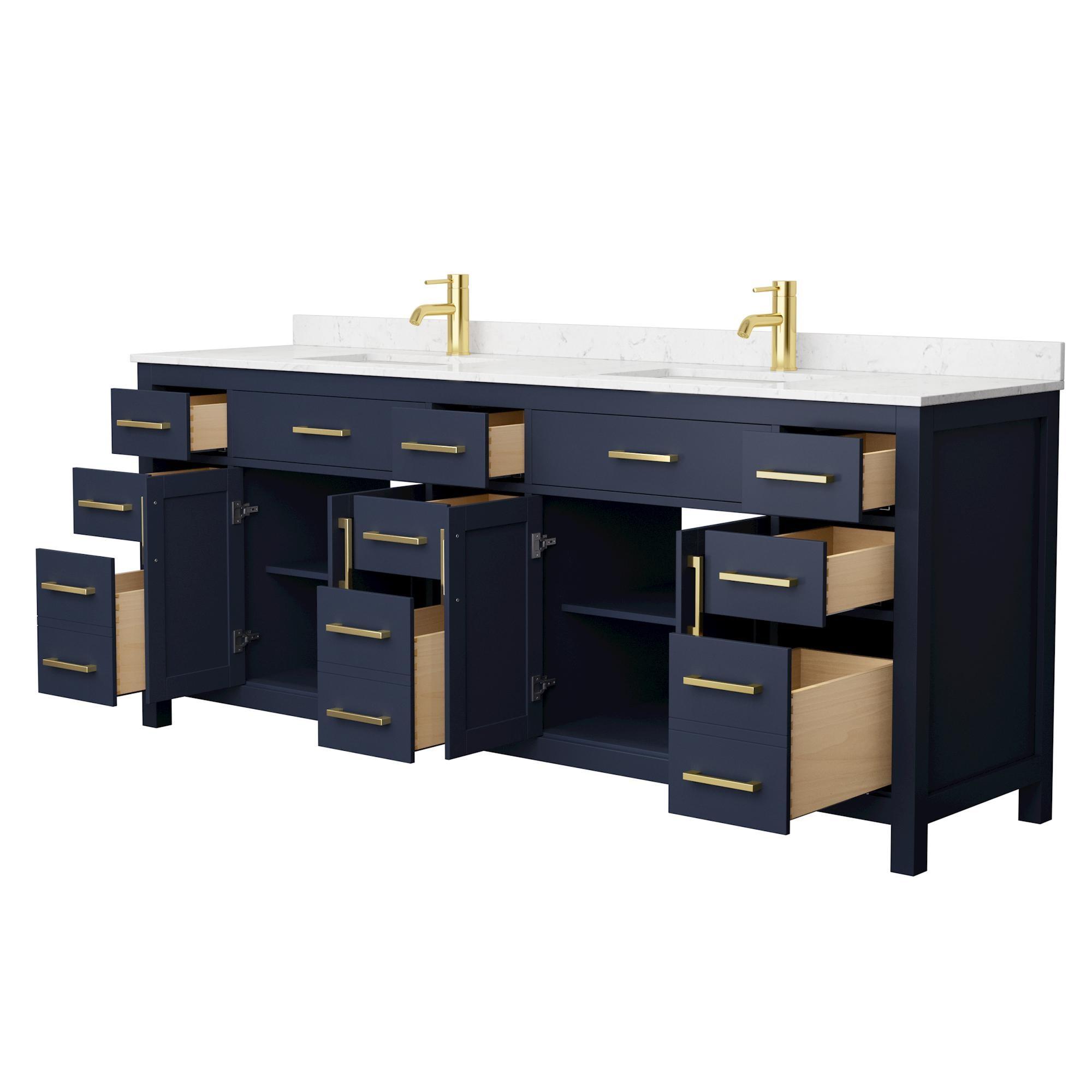 Wyndham Collection Beckett 84" Freestanding Double Bathroom Vanity with Cultured Marble Top