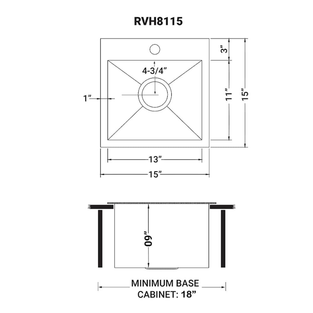 Ruvati Drop-in Topmount Bar Prep Sink 16 Gauge Stainless Steel Single Bowl