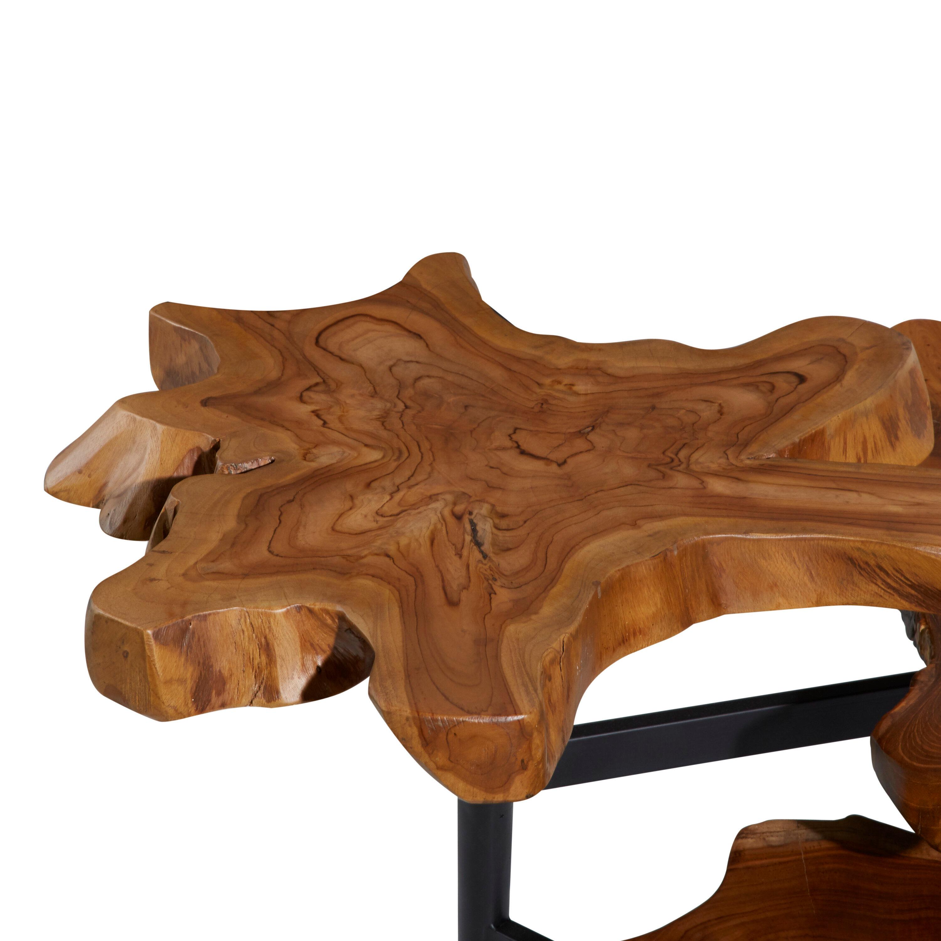 Rustic Teak Wood Accent Table Dark Brown - Olivia & May: Handcrafted, No Assembly Required