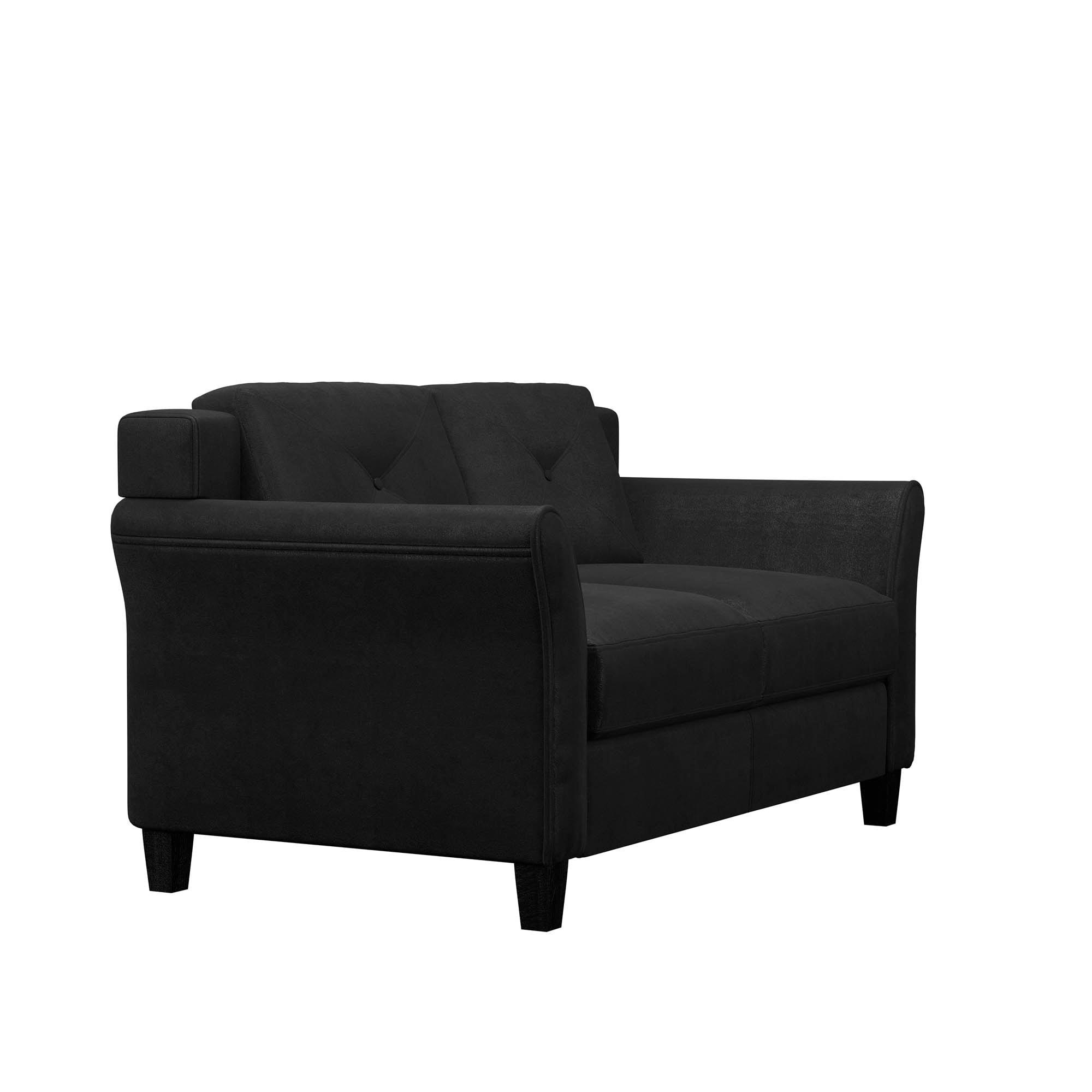 Lifestyle Solutions Taryn Curved Arm Loveseat, Black Fabric