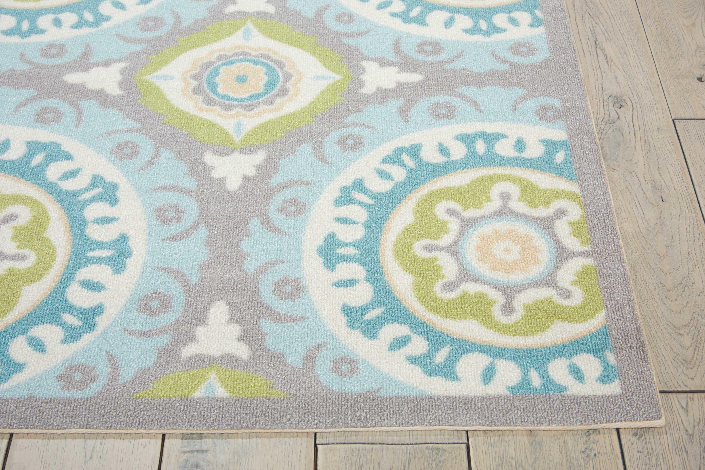 Waverly Sun & Shade "Solar Flair" Jade Indoor/Outdoor Area Rug by Nourison SND16 5'3" x 5'3"