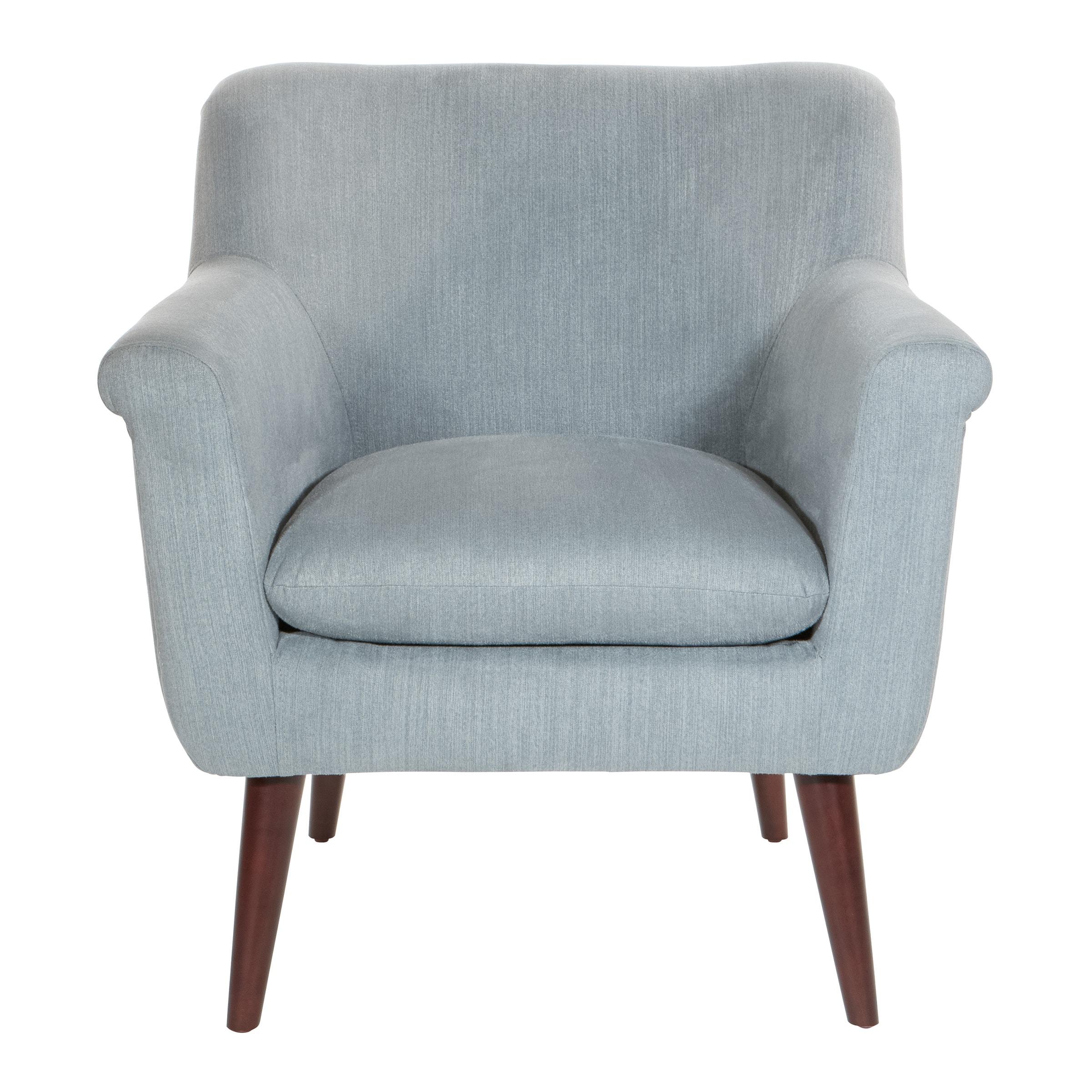 Dane Accent Chair in Charcoal Gray fabric with a Dark Coffee Finish Legs