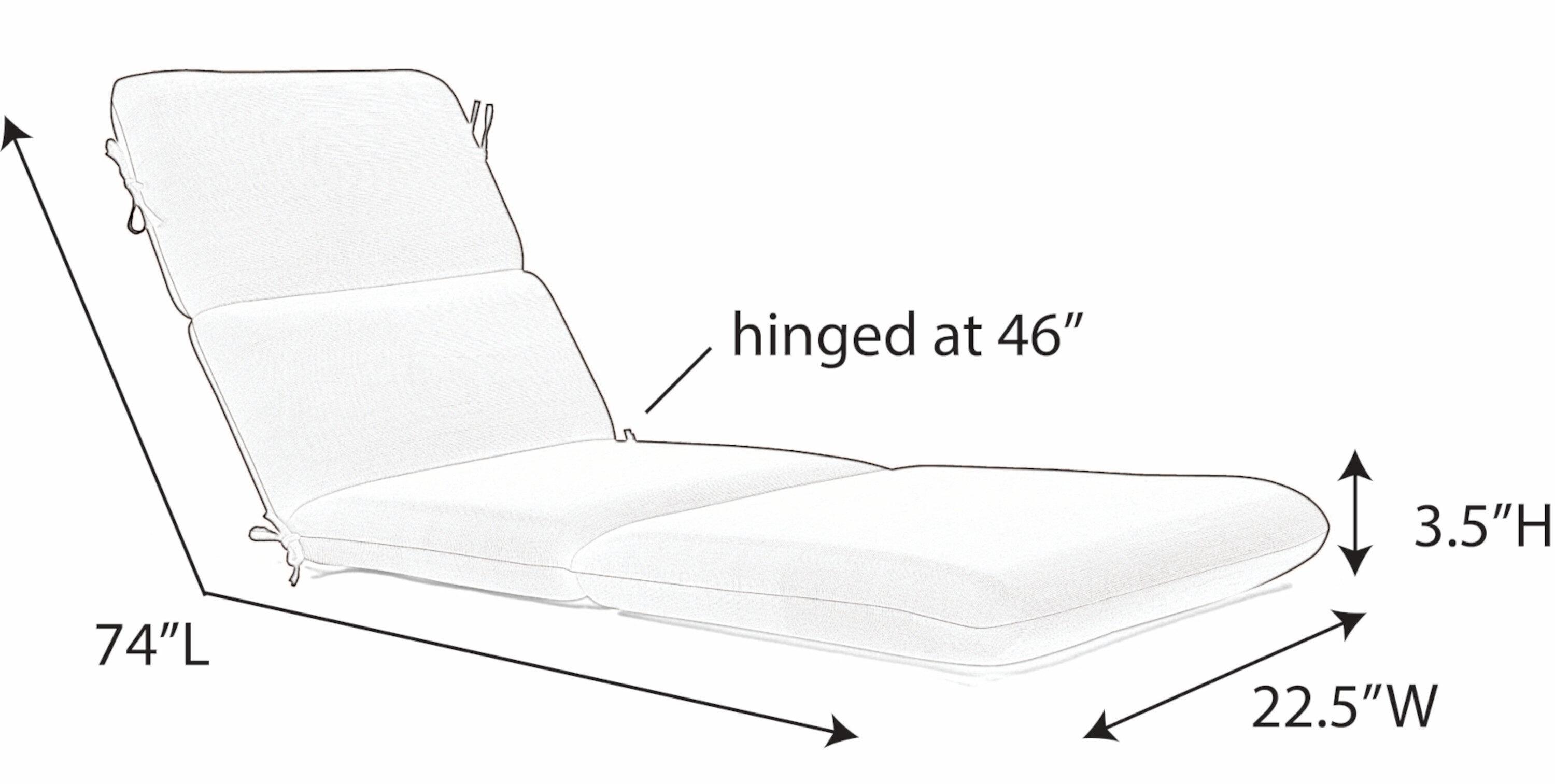 Casual Cushion Stripe Sunbrella® Fabric 1-Piece Outdoor Chaise Cushion, 22.5"W x 74"L, Gateway Mist