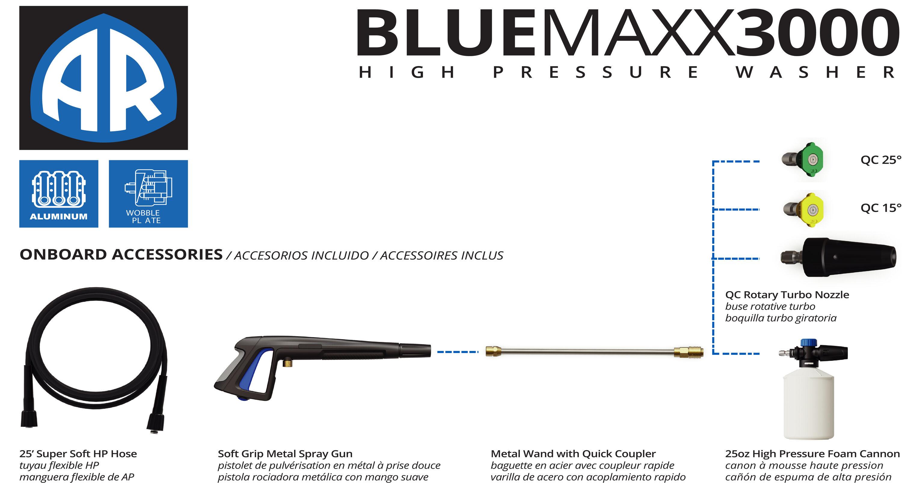 AR Blue Clean AR Blue Maxx, Maxx 3000 Electric Pressure Washer, 3000 PSI, 1.3 GPM