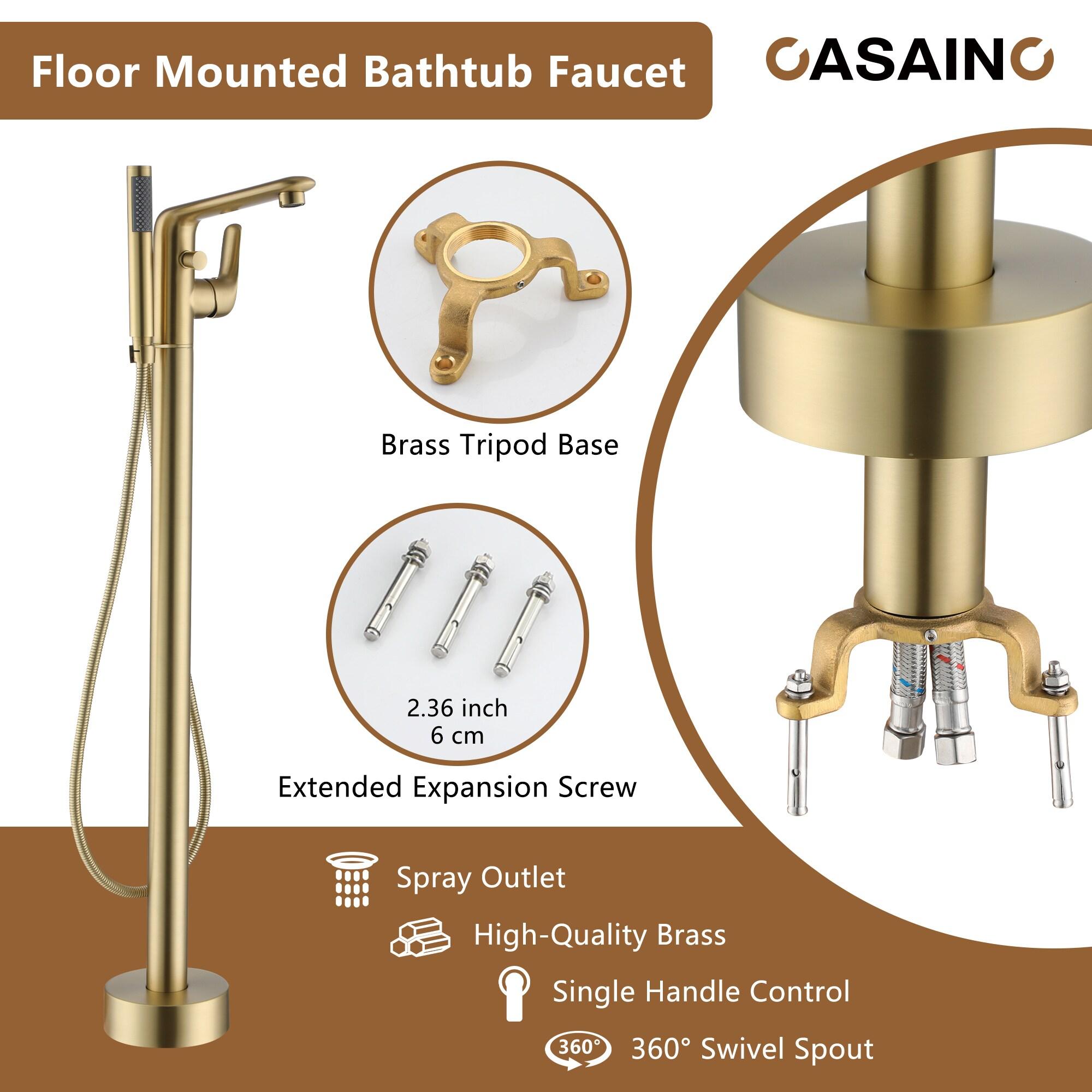Single Handle Freestanding Bathtub Faucet with Diverter and Handshower