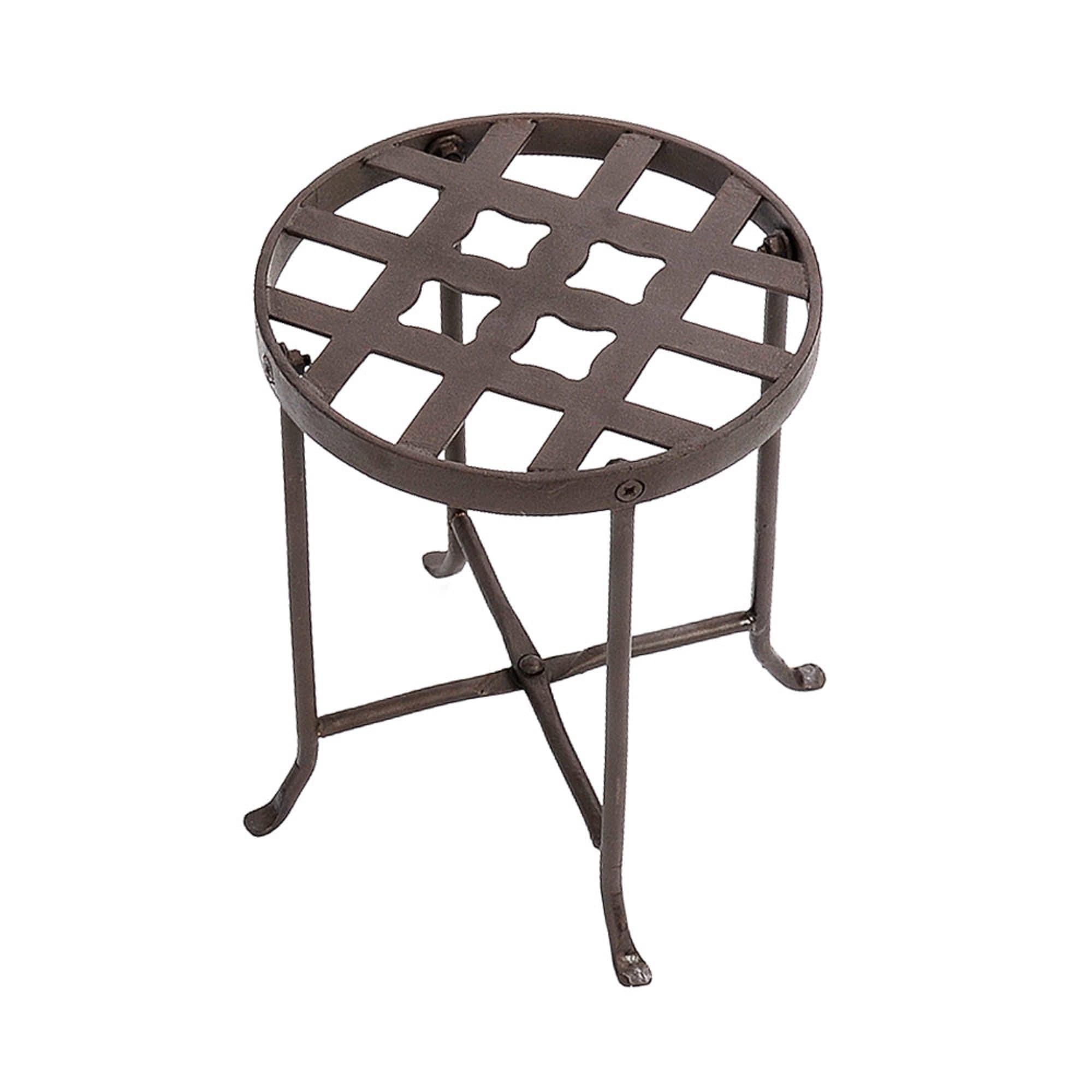 Small Round Iron Table Flowers Plant Stand - ACHLA Designs: Contemporary Freestanding Outdoor Holder, No Assembly Required