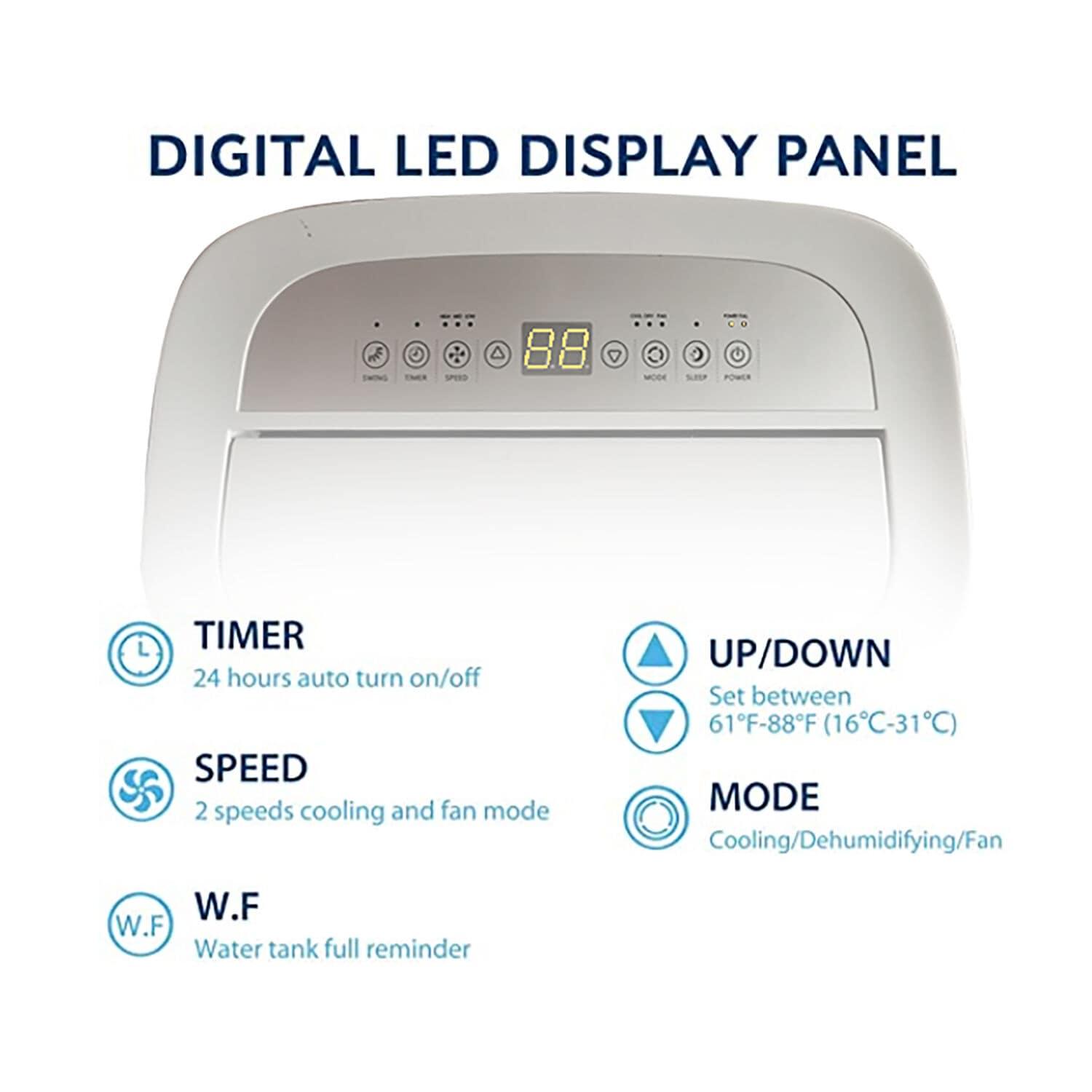 JHS JHS 10,800 BTU DOE Portable Air Conditioner for Home with Dehumidifier for Rooms up to 550 Sq. Ft.
