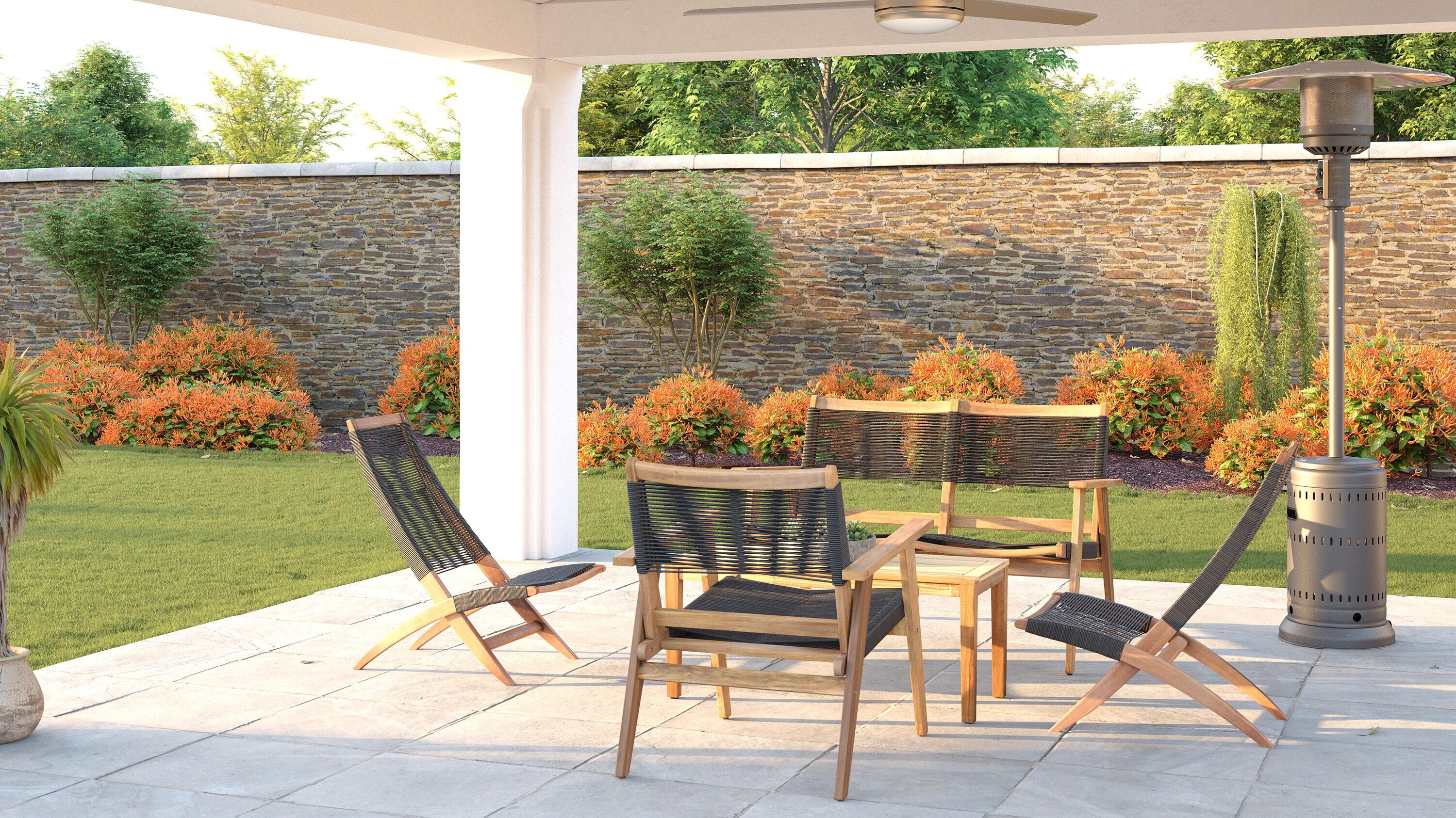 PatioSense Patio Sense Kingsmen Armchair ,Natural Finish ,Midcentury Modern Sofa Chair ,Indoor & Outdoors