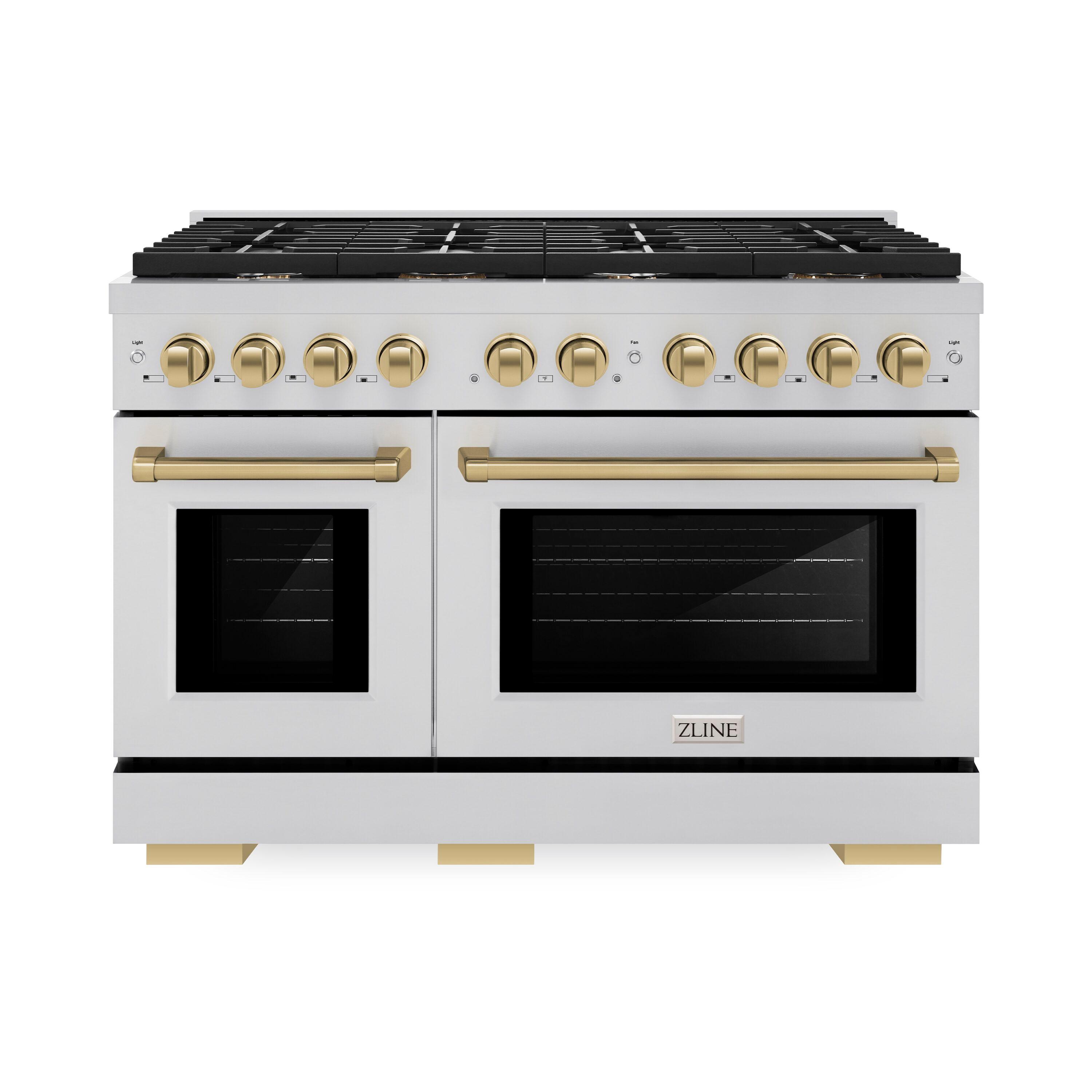 ZLINE Autograph Edition 48" Paramount Gas Range w/ 8 Burners & Champagne Bronze Accents