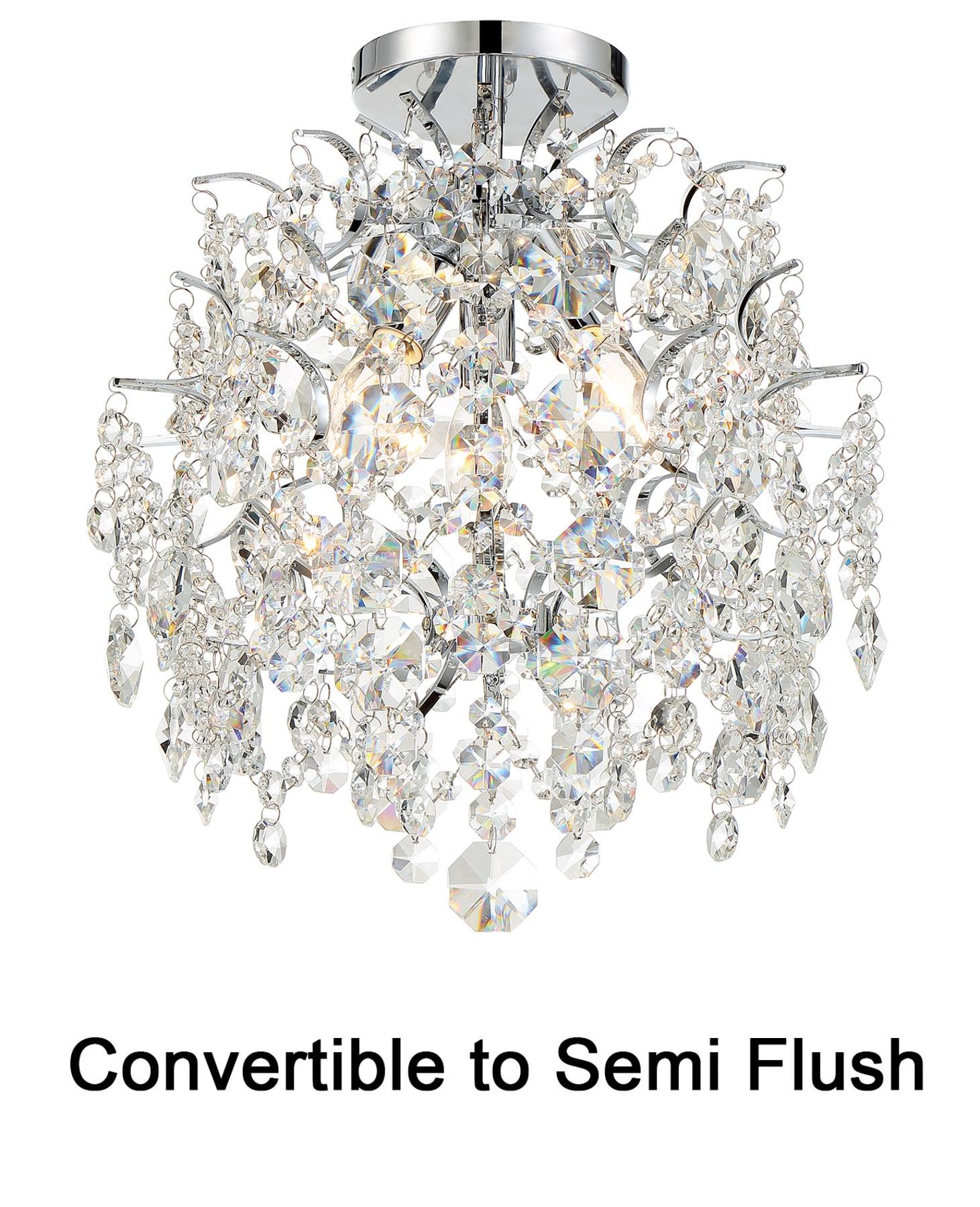 Elegant Chrome Mini Chandelier with Crystal Accents, 3-Light