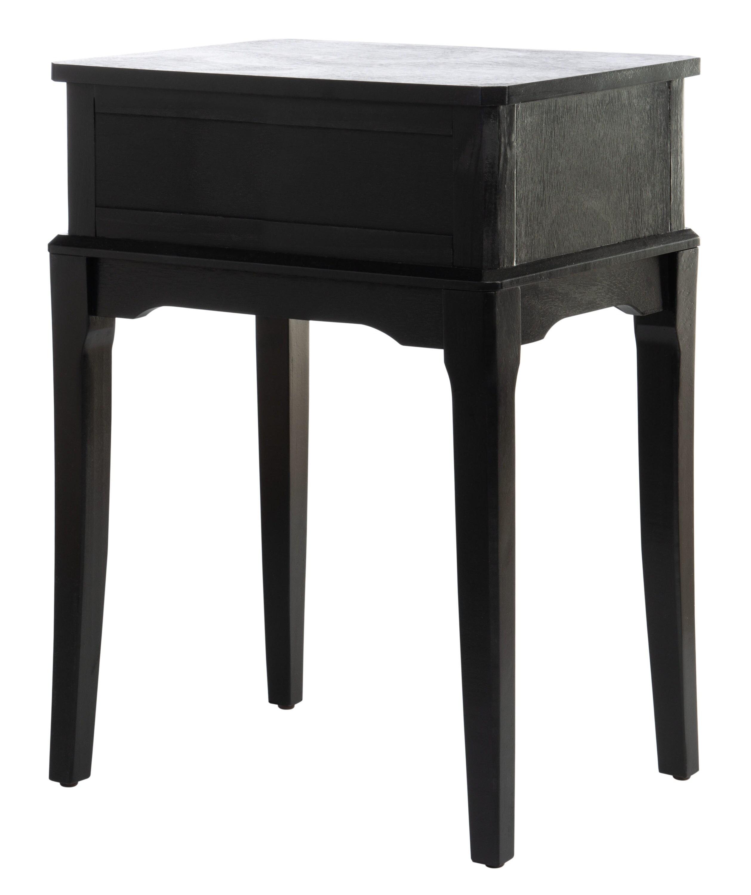 SAFAVIEH Opal French Black Rectangle Wood Storage End Table (17 in. W x 13 in. D x 23.5 in. H)