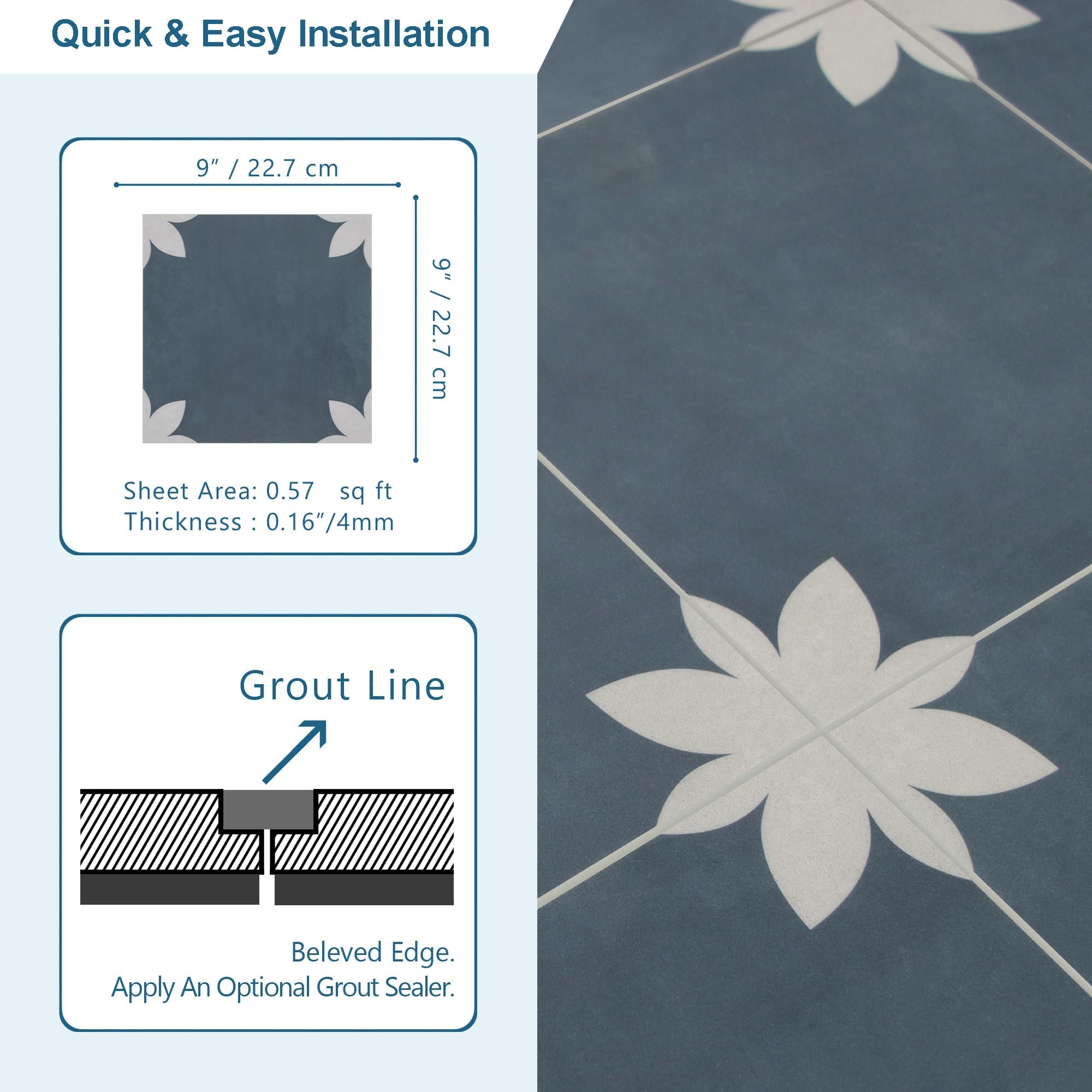 9'' x 9'' x 4mm SPC Peel & Stick Floor Tile Luxury Vinyl Flooring