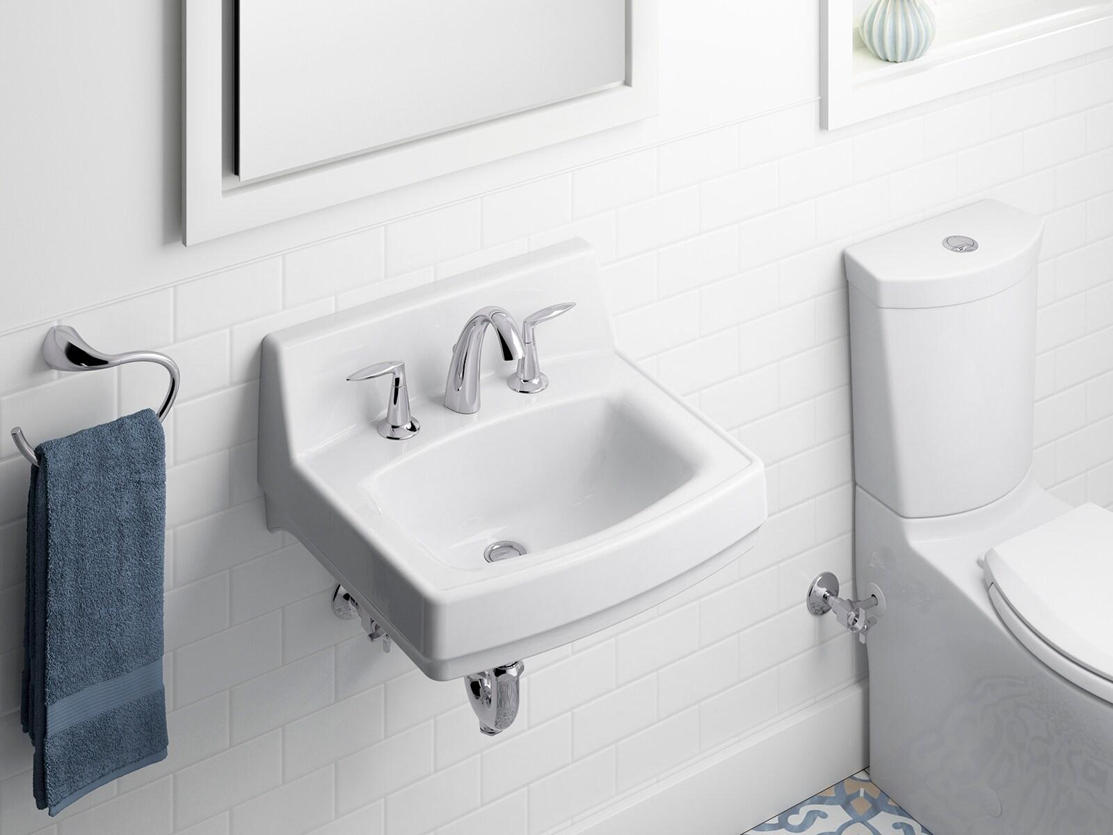 Greenwich Vitreous China Rectangular Wall Mount Bathroom Sink with Overflow