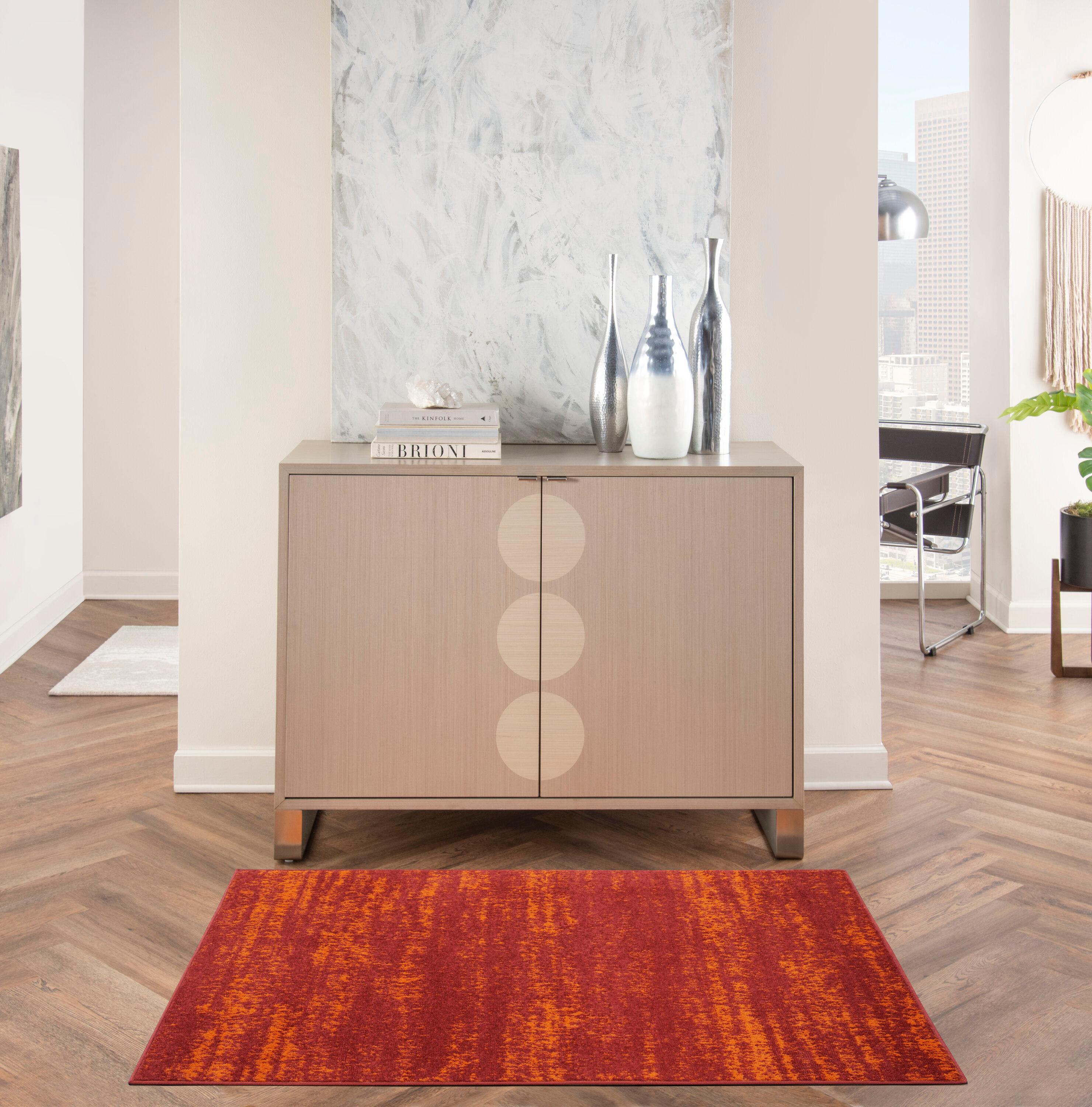 Nourison Essentials 3' x 5' Red Modern Indoor/Outdoor Rug