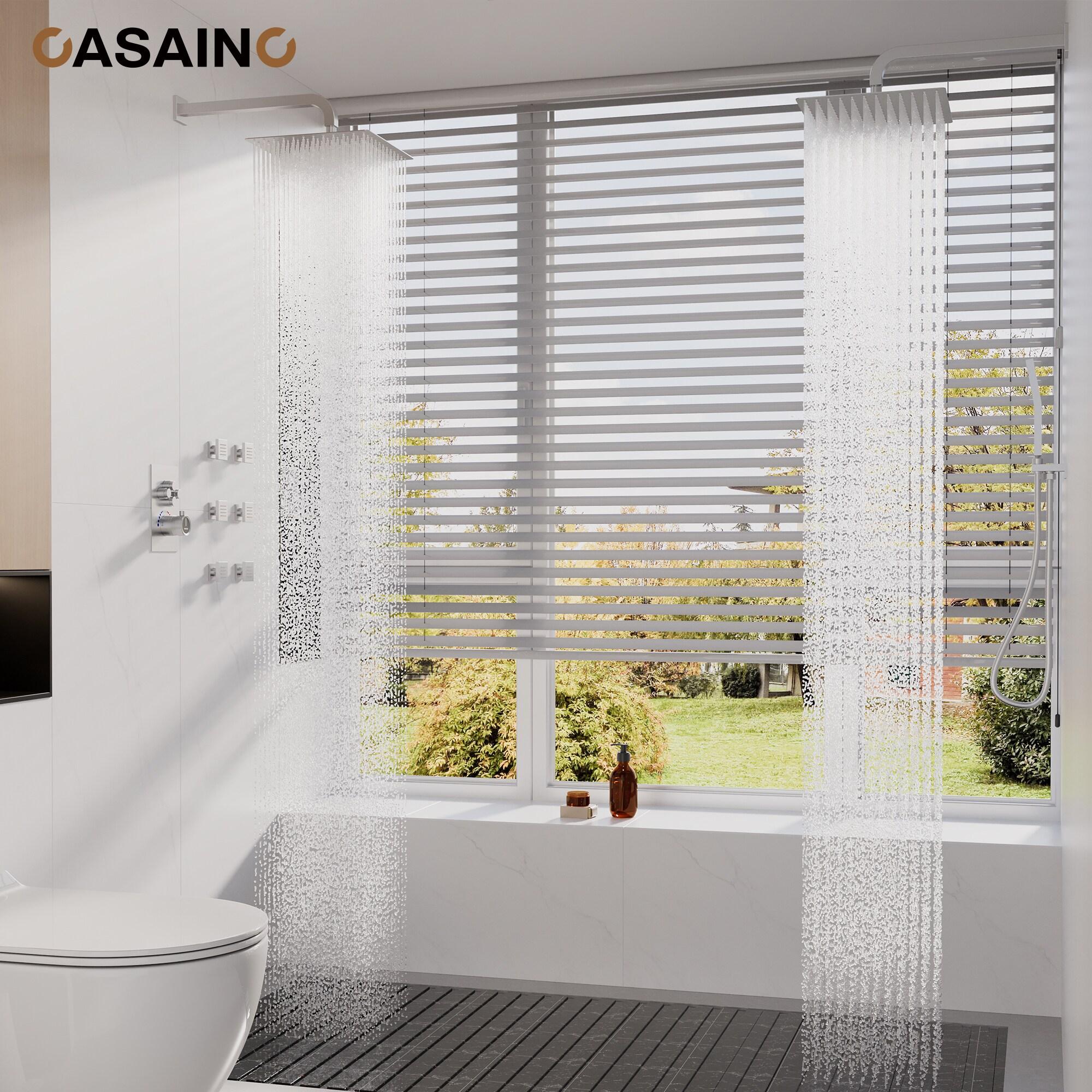 CASAINC CS6228-12CH Dual Shower Head Thermostatic Rainfall Shower System with Rough in-Valve and Shower Body Spray