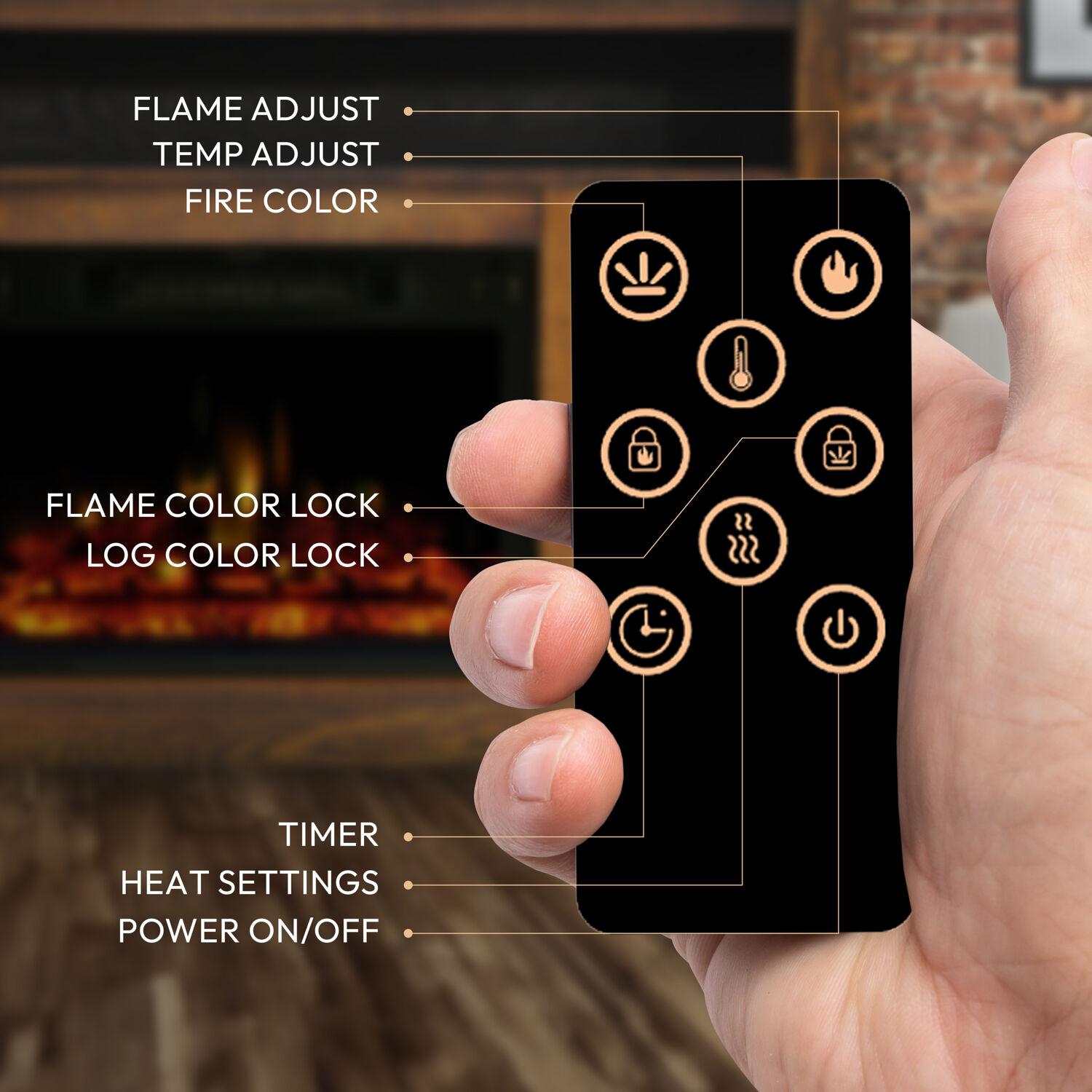 Cambridge Seville Electric Fireplace Heater with 47-In. Walnut TV Stand, Enhanced Log Display, Multi-Color Flames, and Remote Control