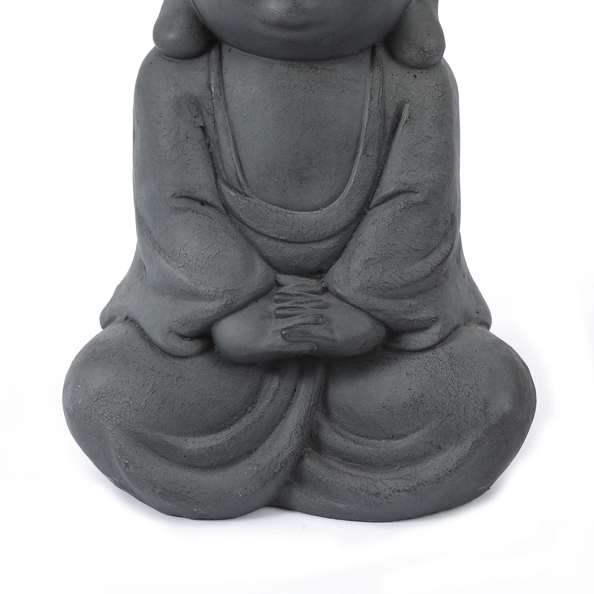 LuxenHome 16.3" LuxenHome Gray MgO Meditating Buddha Garden Statue