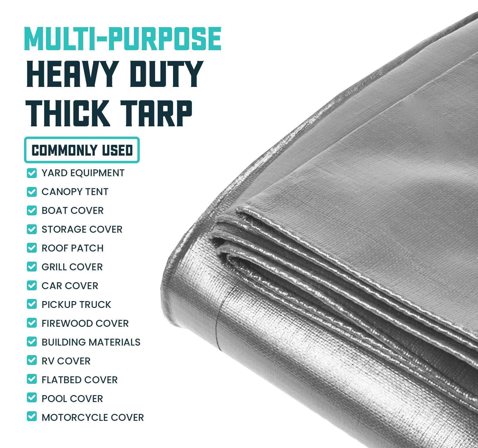Core Tarps 16 Mil Heavy Duty Polyethylene Tarp, Waterproof, UV Resistant