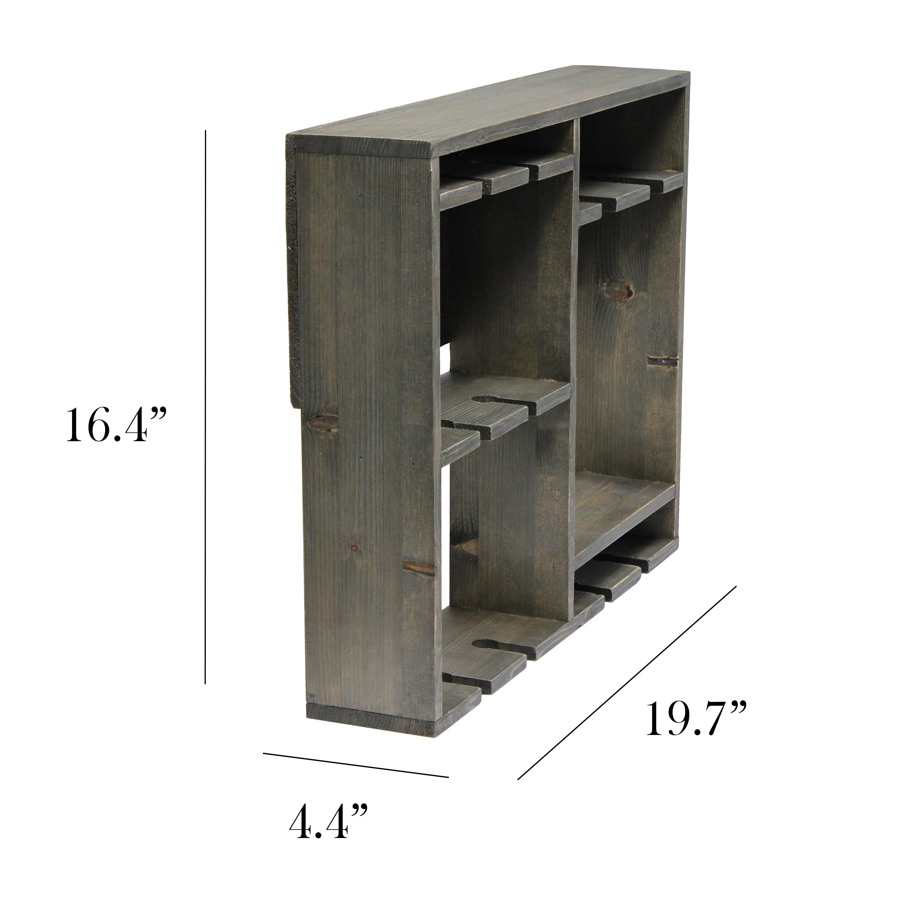 Bartow Wall Mounted Wood Wine Rack Shelf with Glass Holder Gray Wash - Elegant Designs