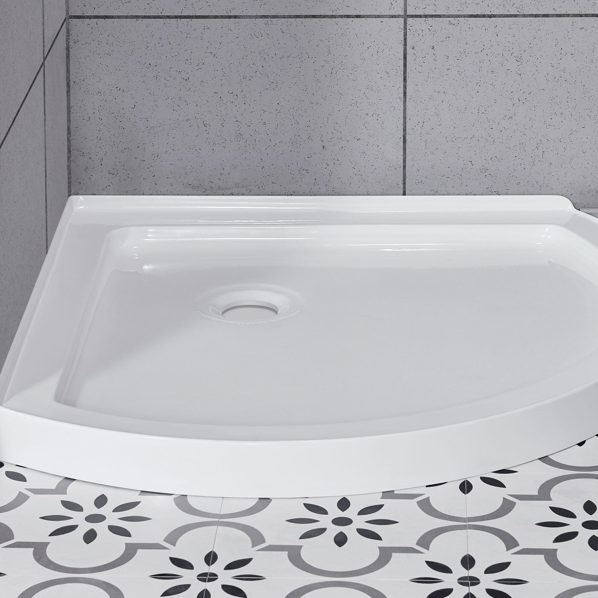 Ove Decors BREEZE 36" FROSTED GLASS KIT OVE Decors Breeze 40 in. Framed Round Shower Kit w/ Frosted Glass, Base in Chrome Finish