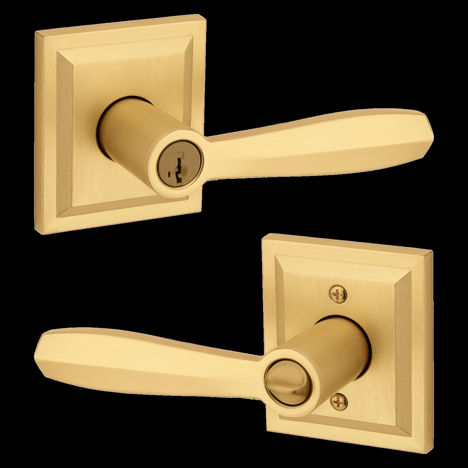 Baldwin 354Tol-Slb-Smt Torrey Pines Keyed Entry Single Cylinder Door Lever Set - Brass