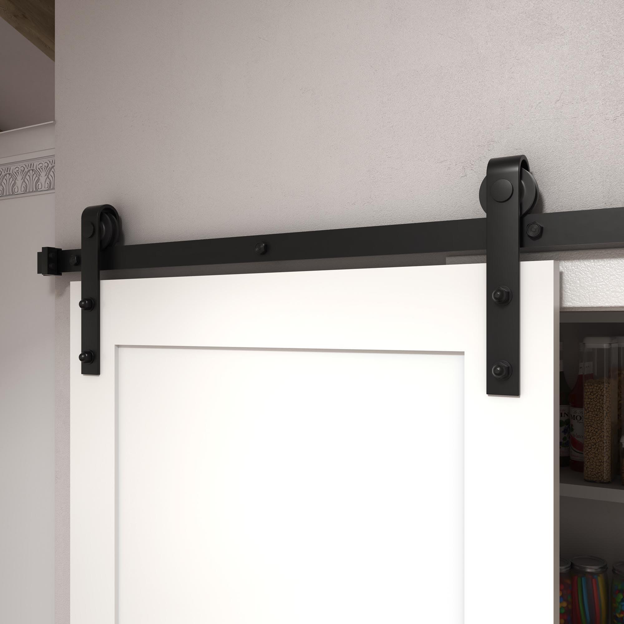 EightDoors 72-in. Matte Black Barn Door Hardware Kit