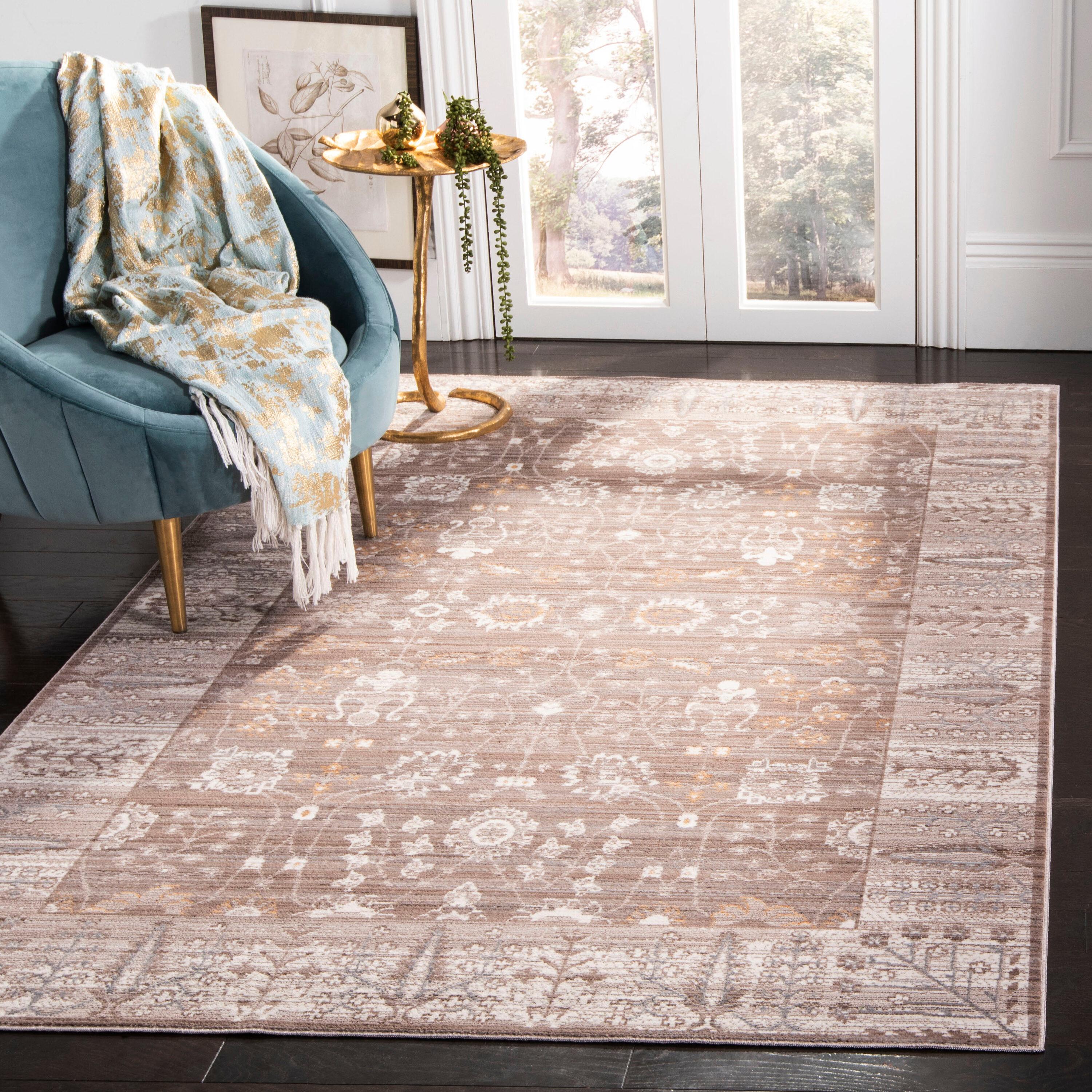 Valencia VAL118 Power Loomed Indoor Accent Rug - Brown/Beige - 3'x5' - Safavieh