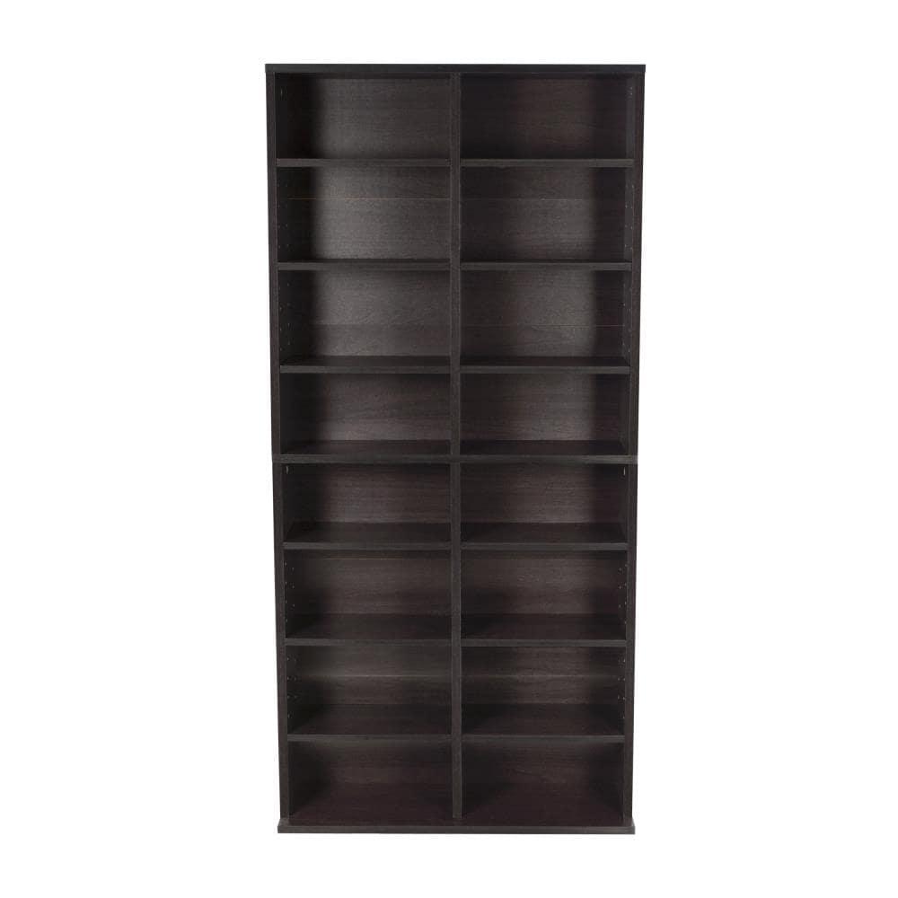 Oskar Adjustable Media Rack Espresso - Atlantic: High Capacity, Laminated, Wood Composite