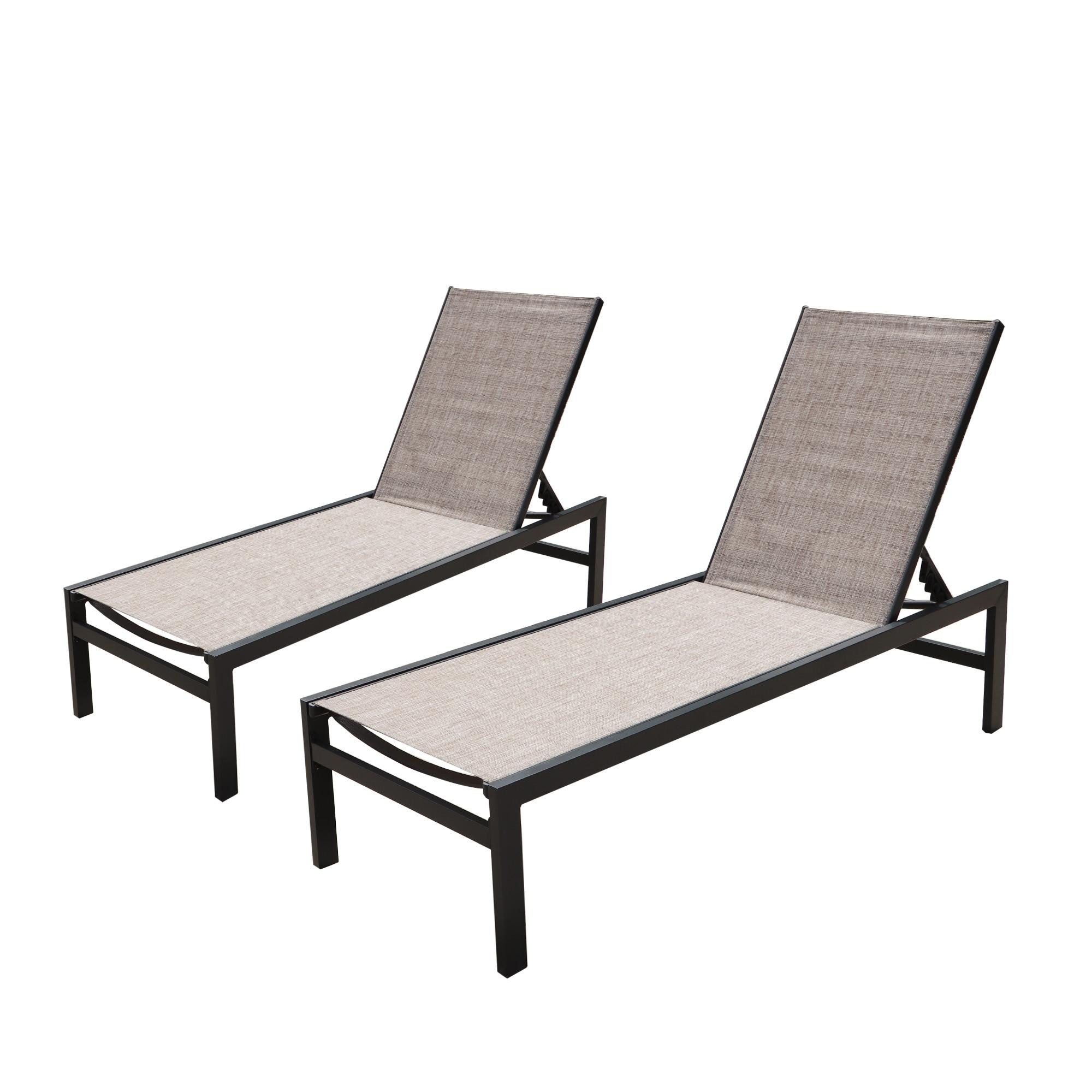 Kozyard 2 Packs Chaise Lounge Outdoor Aluminum Chaise Lounge Flat Comfortable Patio Chair