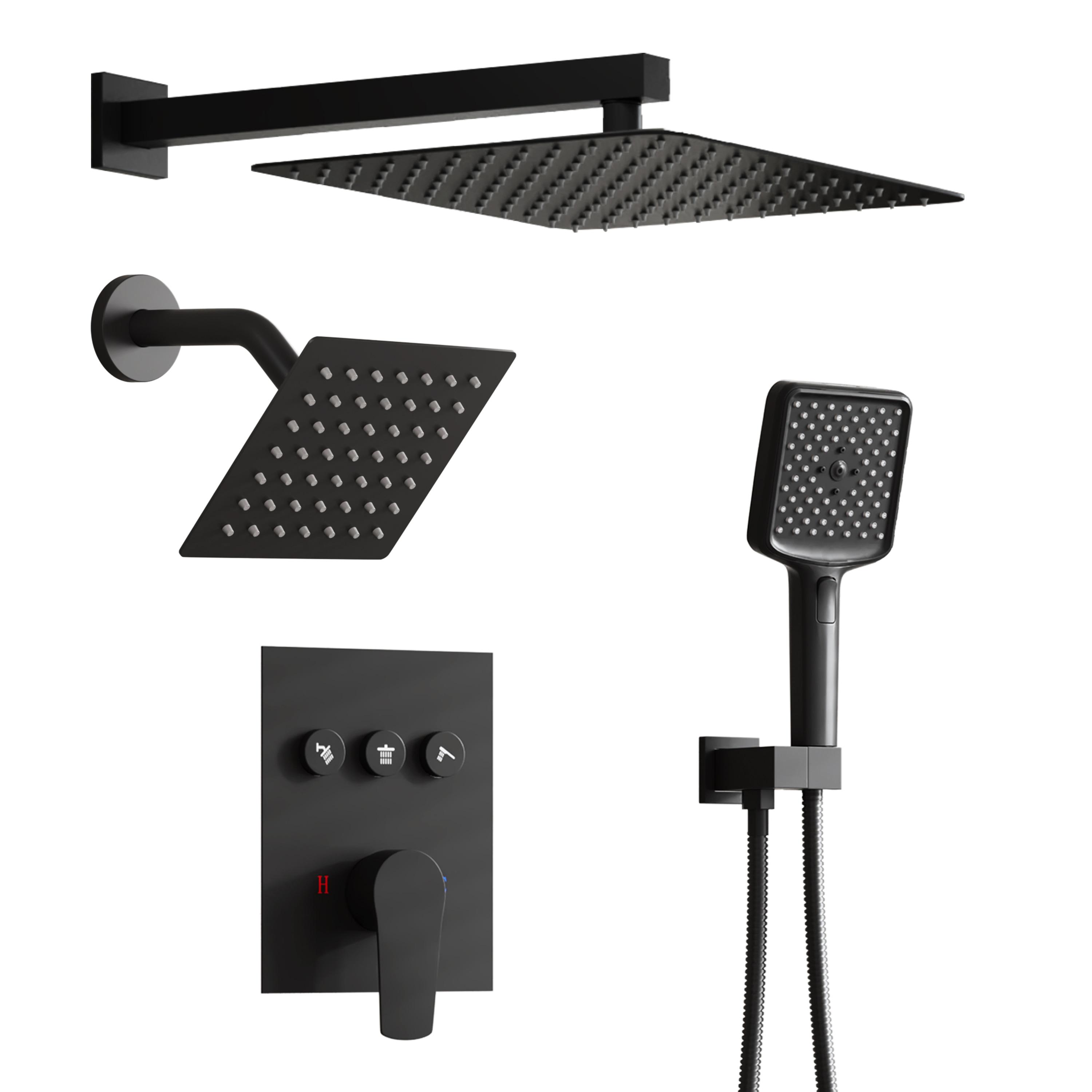 Rainfall Symphony 12inch 3-Function Dual Shower Head Thermostatic Shower System with 3 Sprays Handheld