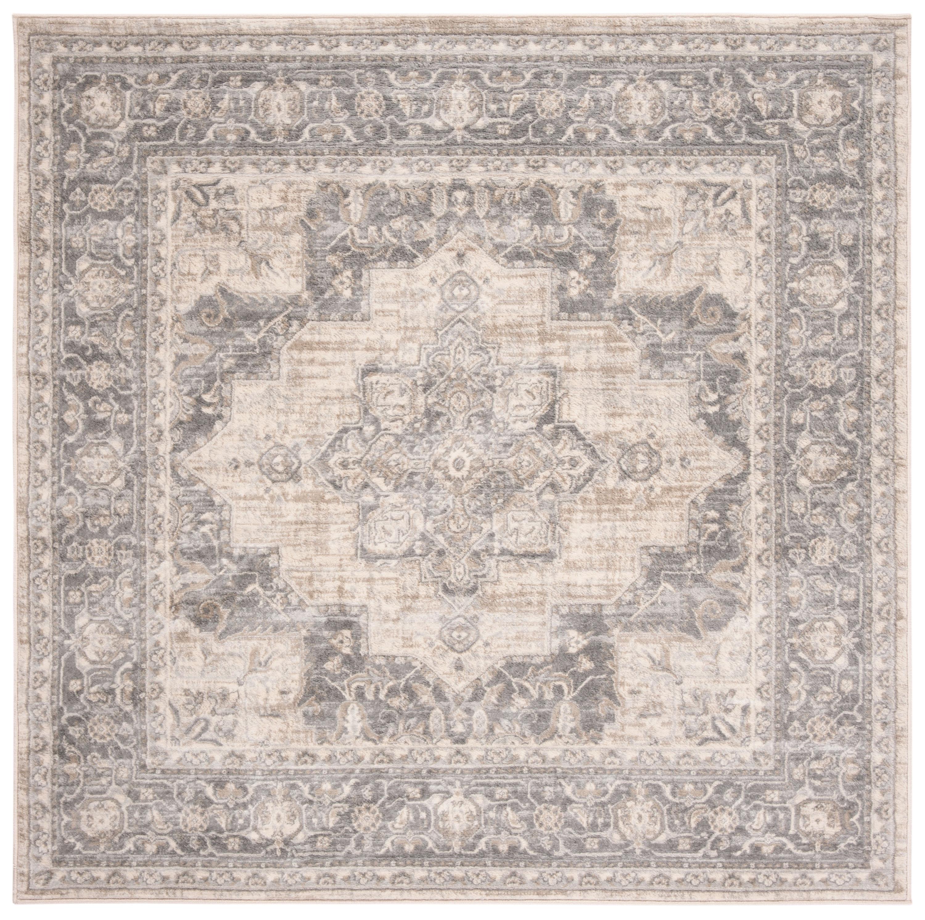 Brentwood BNT865 Power Loomed Indoor Area Rug - Cream/Grey - 8'x8' - Safavieh