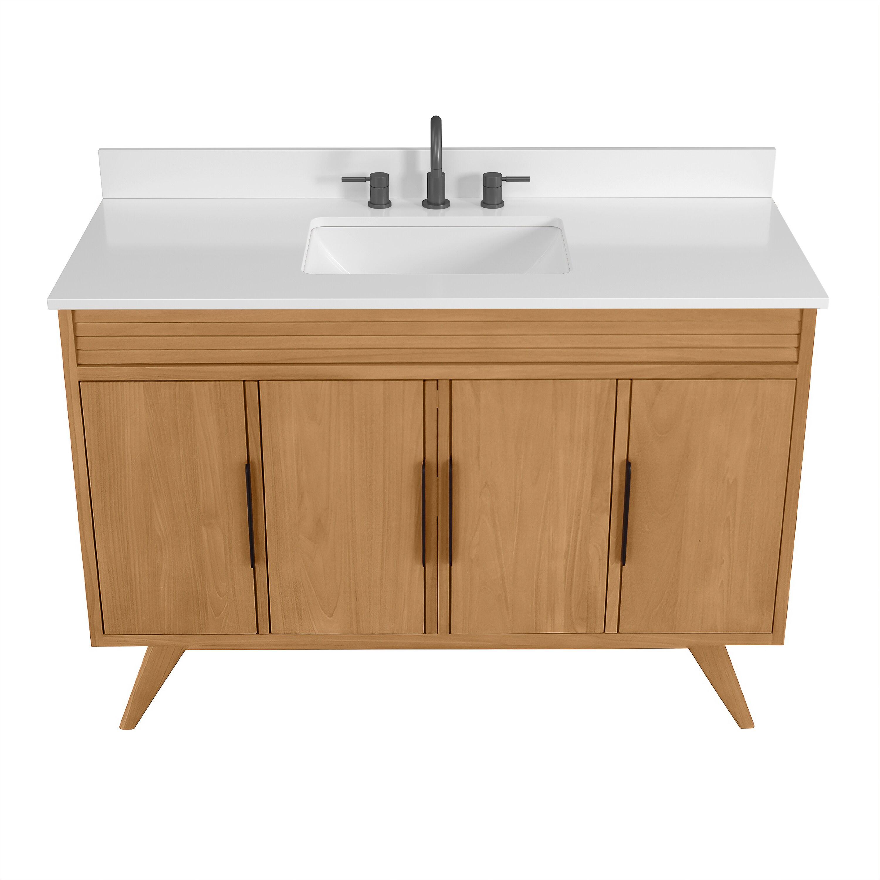 Taylor 48 in. Single Natural Teak Bathroom Vanity with Quartz Top