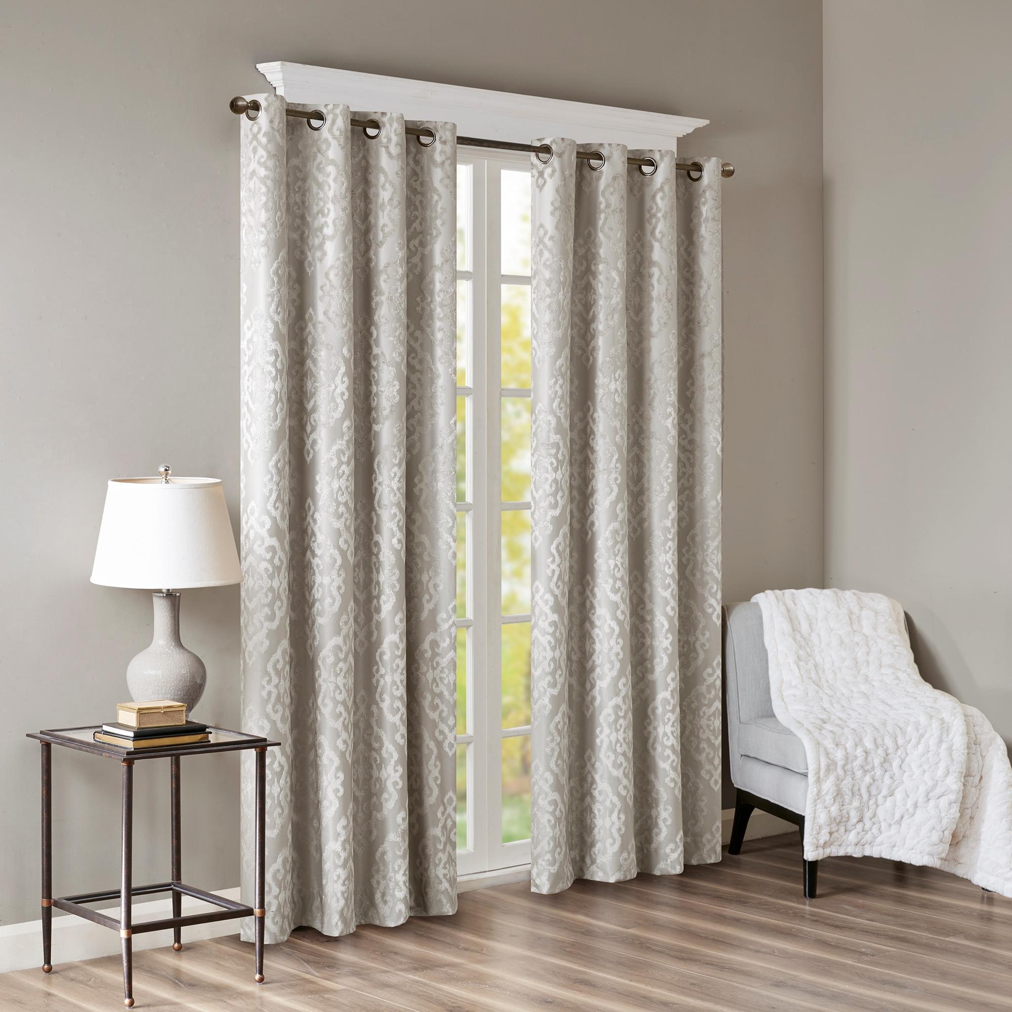 Gray Polyester Blackout Grommet Top Curtain Panel