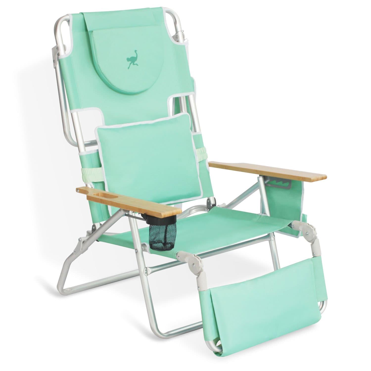 Ostrich Ostrich Deluxe Padded Lightweight Portable Adjustable Outdoor Reclining Folding Chair with Footrest