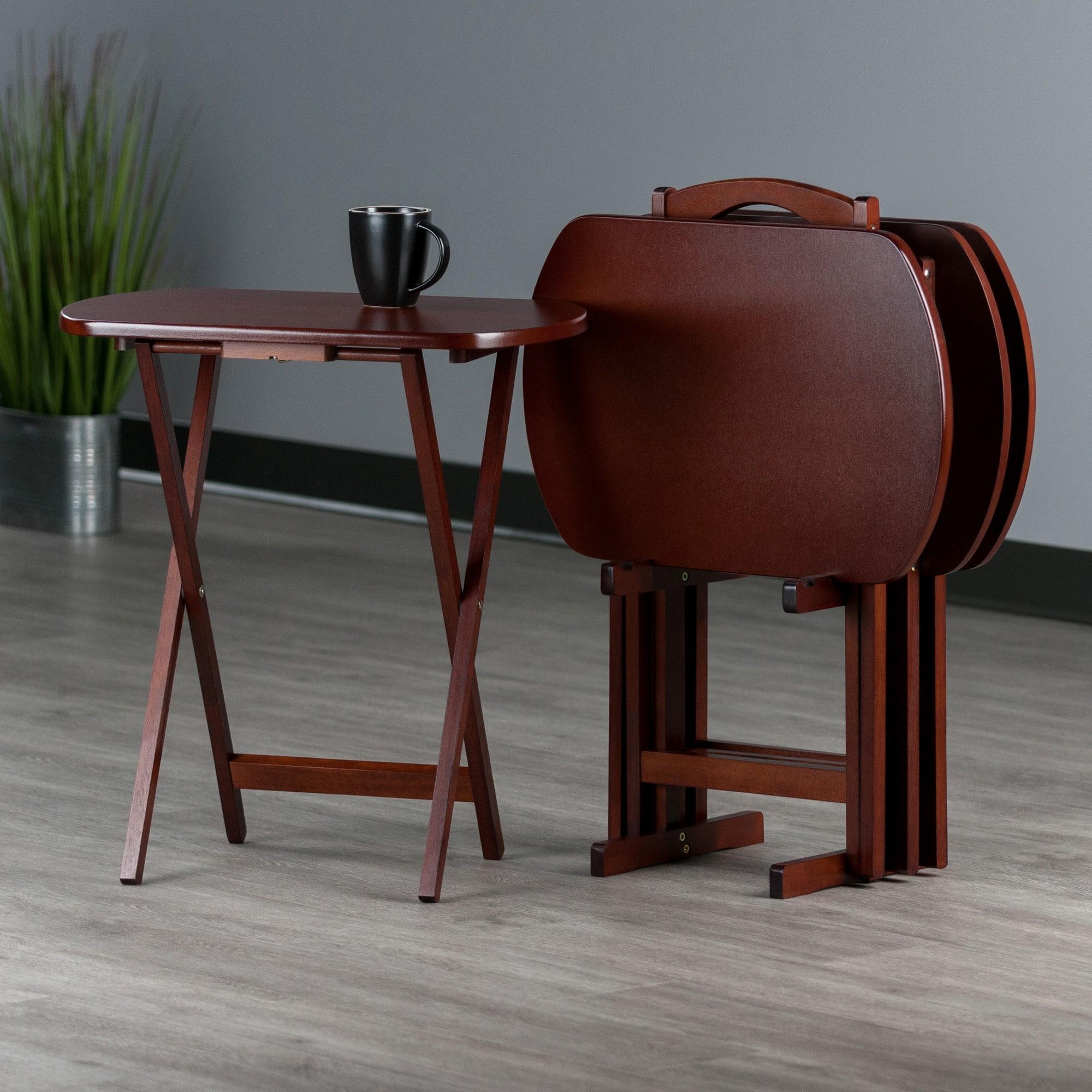 Winsome Corbett 5-Piece Oversize Snack Table Set, Walnut Finish