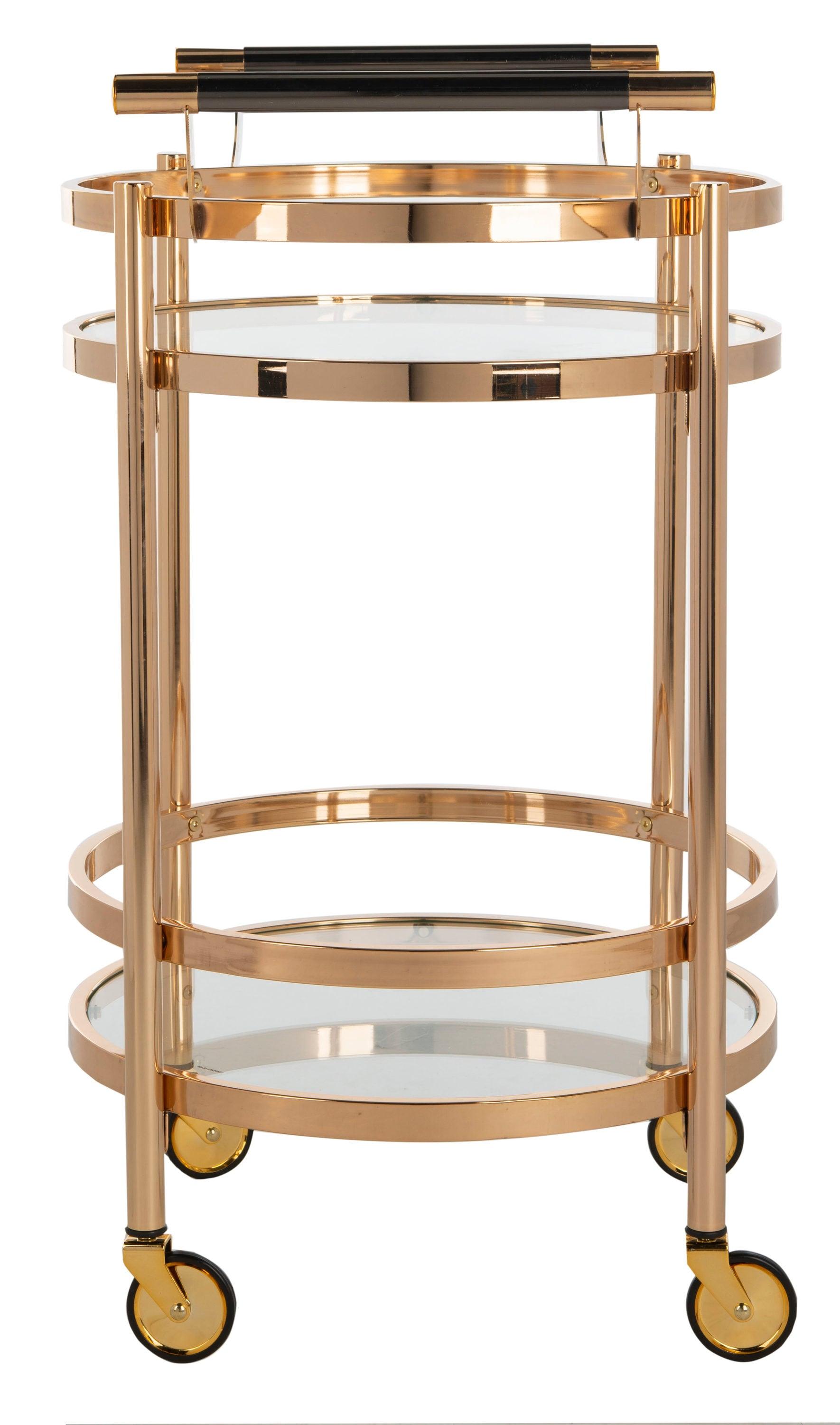 Sienna 2 Tier Round Bar Cart - BCT8001B - Gold/Glass - Safavieh
