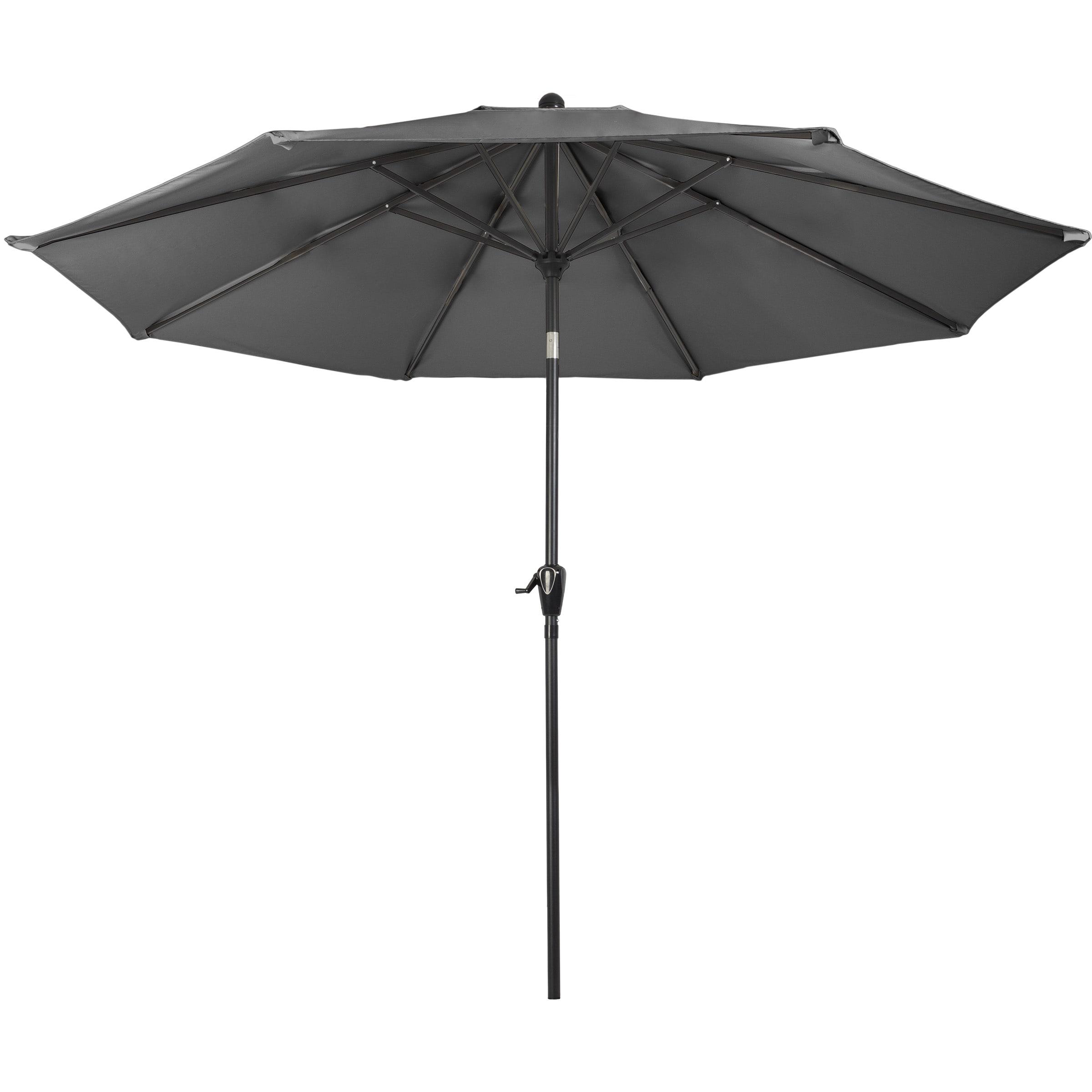 Pure Garden 10' Octagon Outdoor Patio Market Umbrella: Wind-Resistant, Auto-Tilt, Crank Lift, Steel Frame