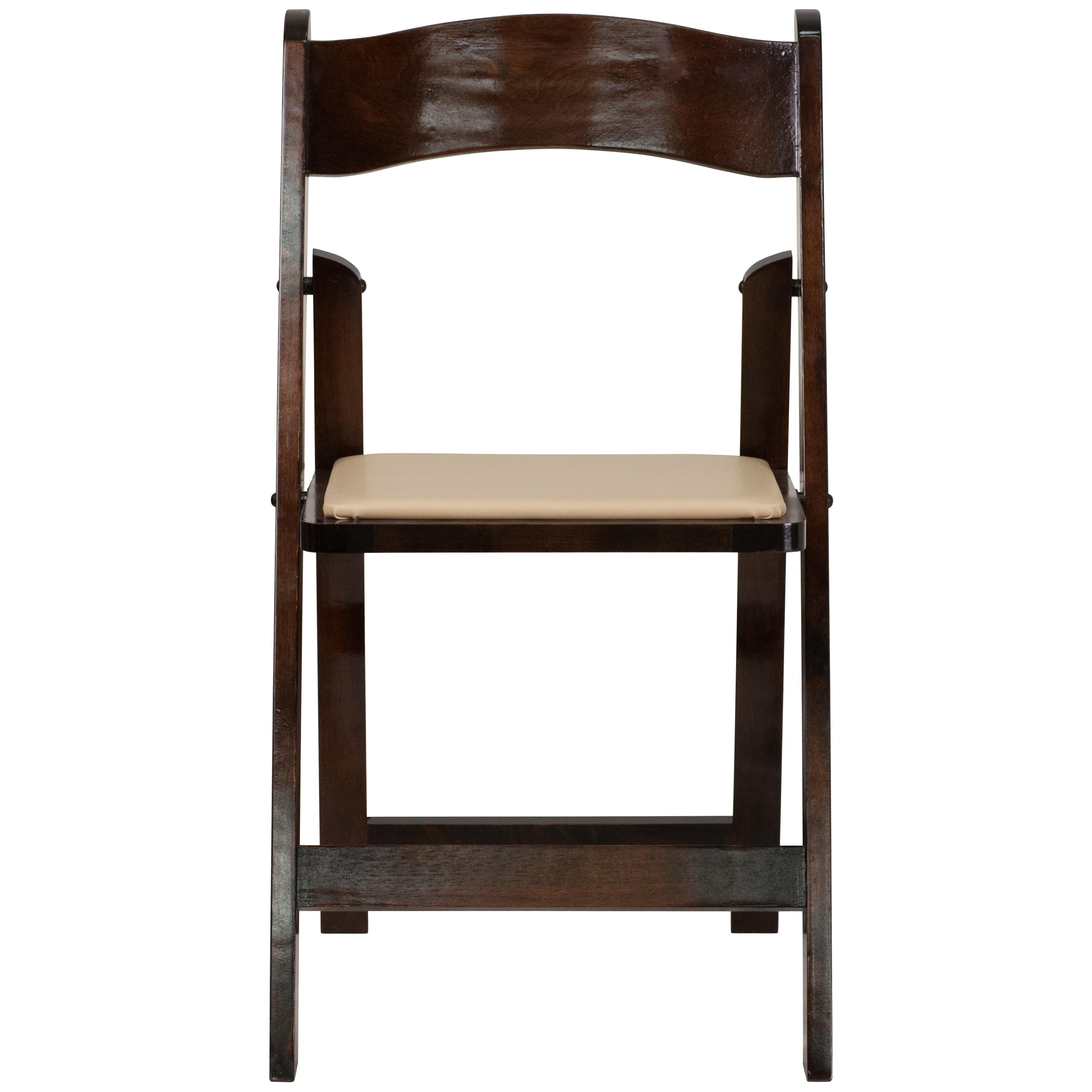 Flash Furniture 2 Pack HERCULES Series Fruitwood Wood Folding Chair with Vinyl Padded Seat