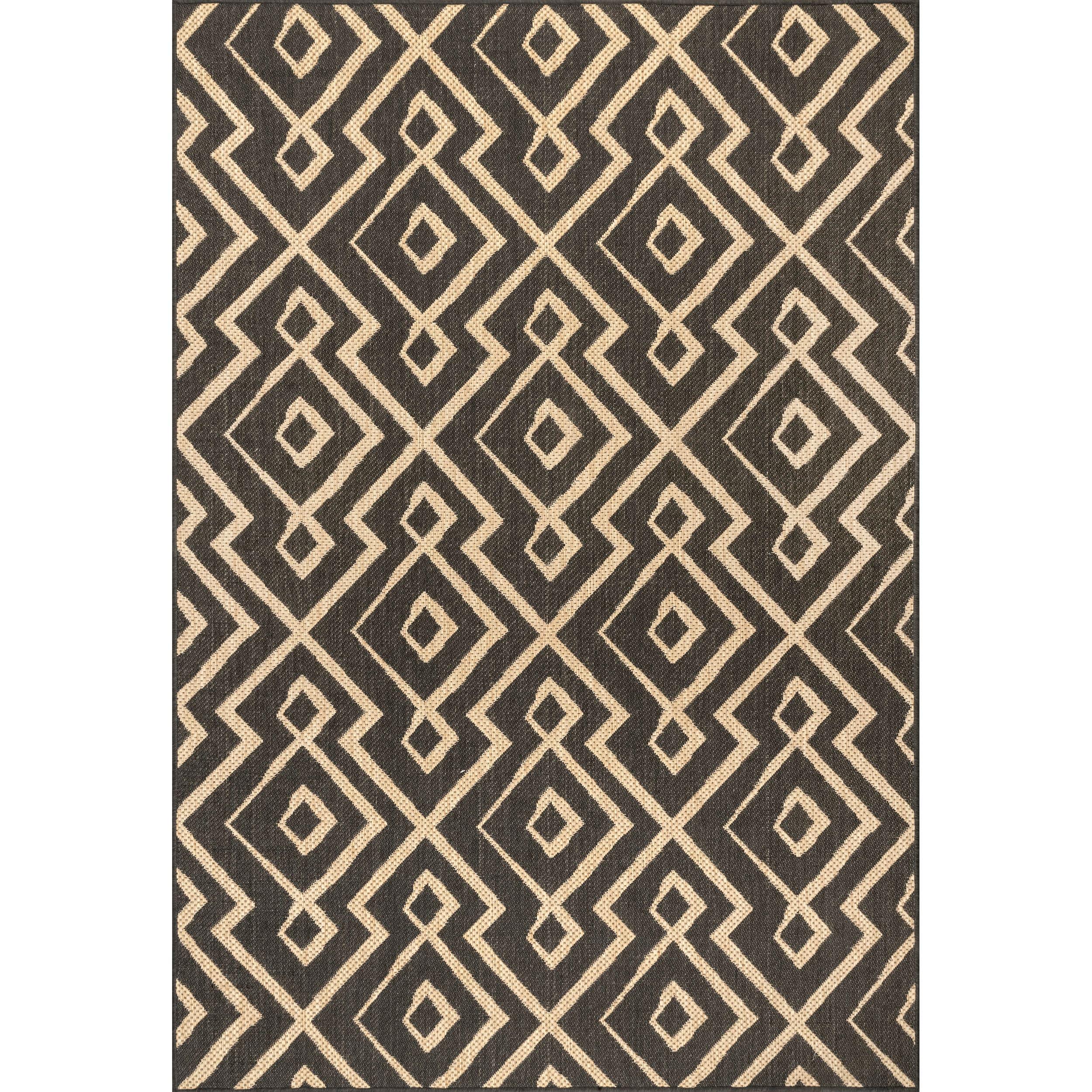 Nuloom Sammi Trellis 5x8 Indoor/Outdoor Area Rug for Living Room Patio Deck Front Porch Kitchen, Charcoal/Ivory